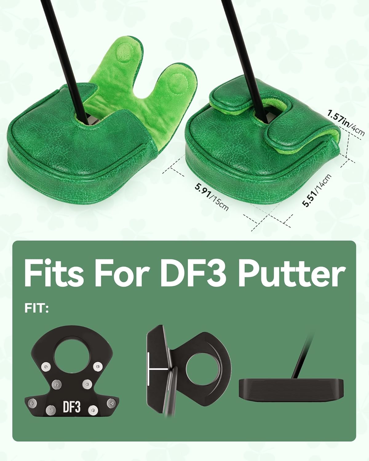 Golf Headcovers Golf Club Head Covers Four Leaf Clover Good Luck Charm - Clover Style Premium Leather Driver Fairway(FW) Wood Hybrid(UT) with Number Tags