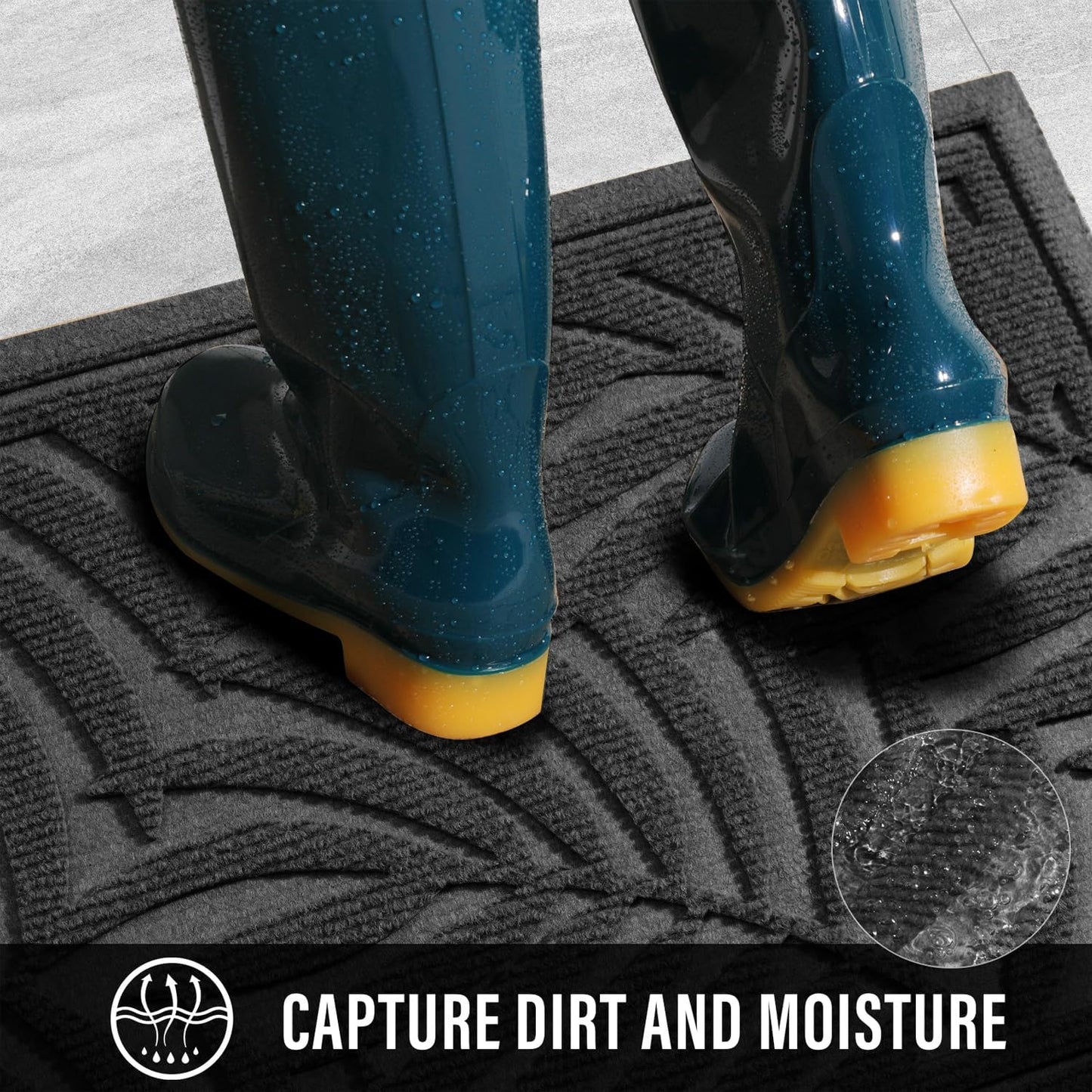 Front Door Mat, Absorbent Resist Dirt Welcome Door Mat Indoor Outdoor, Waterproof Doormat, Sturdy Non Slip Backing, Fade Resistant, Low Profile Entry Mat for Entryway, 47×32, Grey