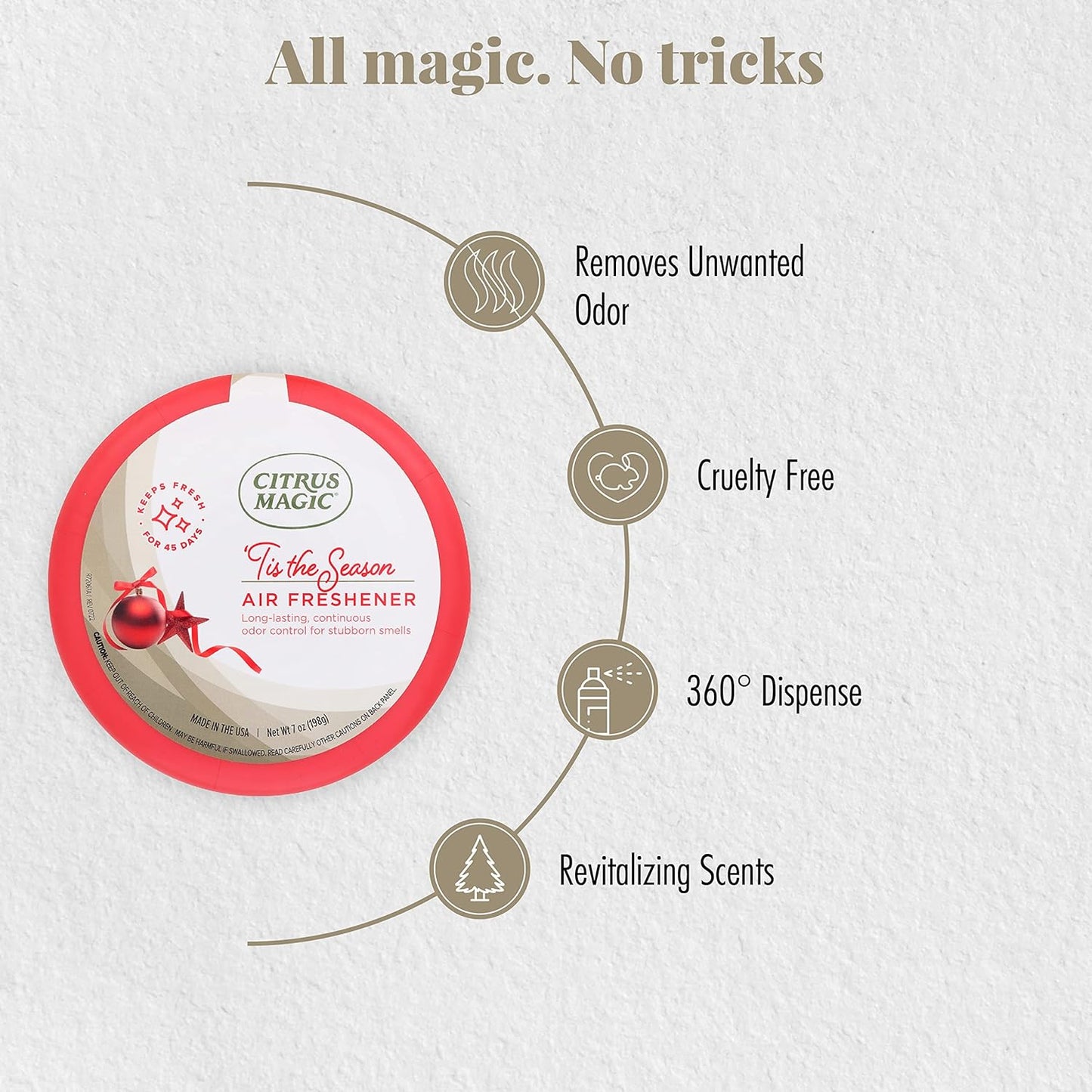 Citrus Magic Holiday Odor Absorbing Solid Air Freshener, 'Tis the Season, 7-Ounce, Pack of 3