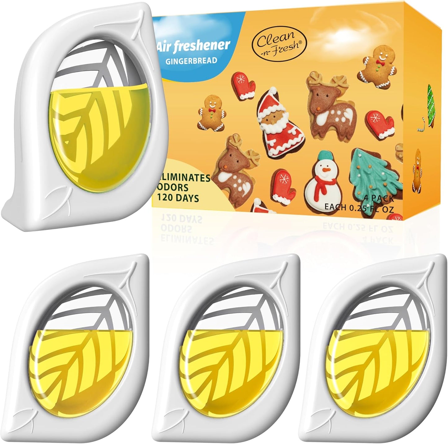 Air Freshener for Home, 4 Pack, Gingerbread, Odor Eliminator for Small Area Closets Bathroom Pets Strong Odor, Up to 120 Days