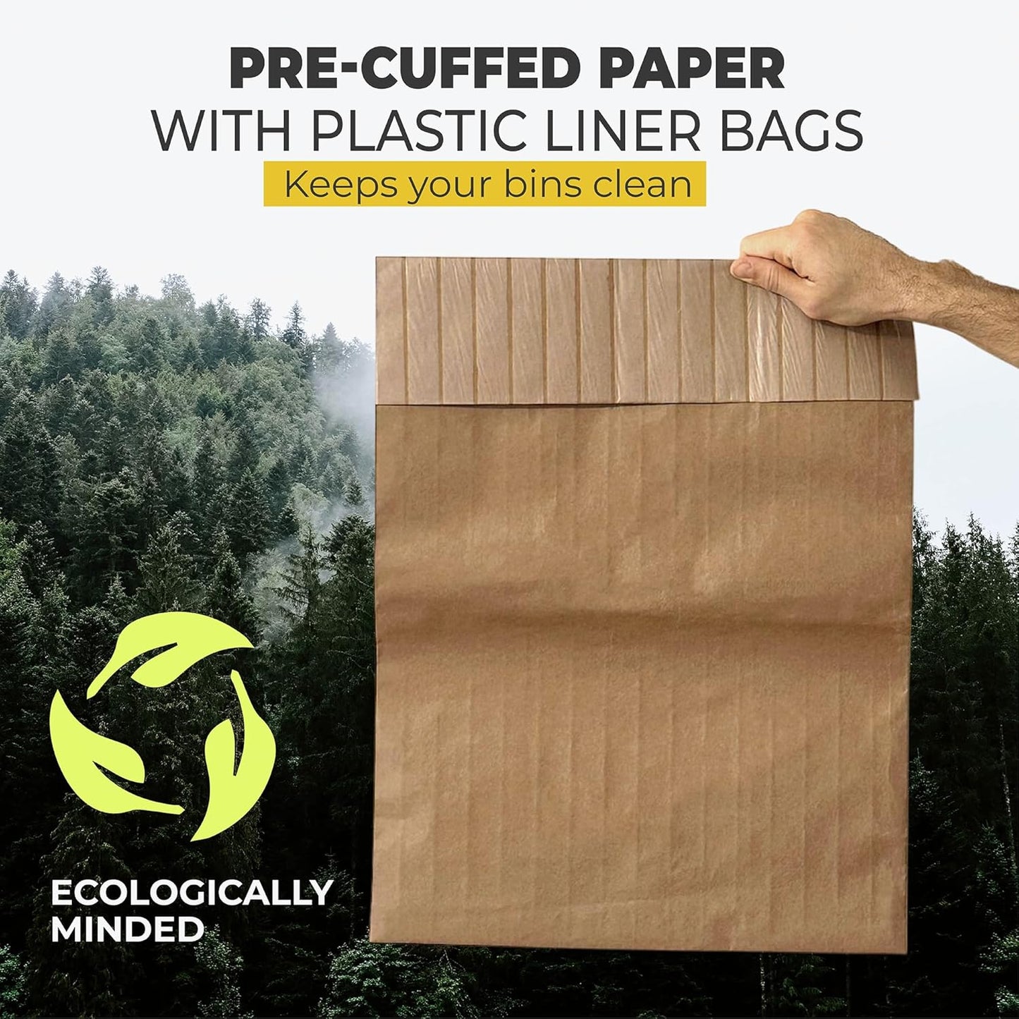 Trash Compactor Bags for Kitchen - 15 PACK - Pre-Cuffed, Super Strong & Heavy Duty Kitchen Trash Bags with Leak Proof Plastic Liner, Fits GE Model Compactors with Rectangular Containers