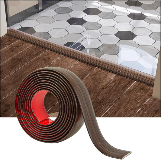 Art3d 4 FT Self Adhesive Vinyl Floor Transition Strip, Laminate Strip Flat Divider for Joining Gaps,Carpet Threshold Transition,Floor Tiles（1.57in, Brown）