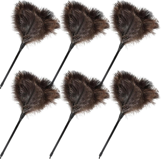 Ostrich Feather Duster-14.9 Inch Mini Natural Feathers Dusters with Plastic Handle Reusable Handheld for Cleaning Supplies Home Car Office(6pcs)