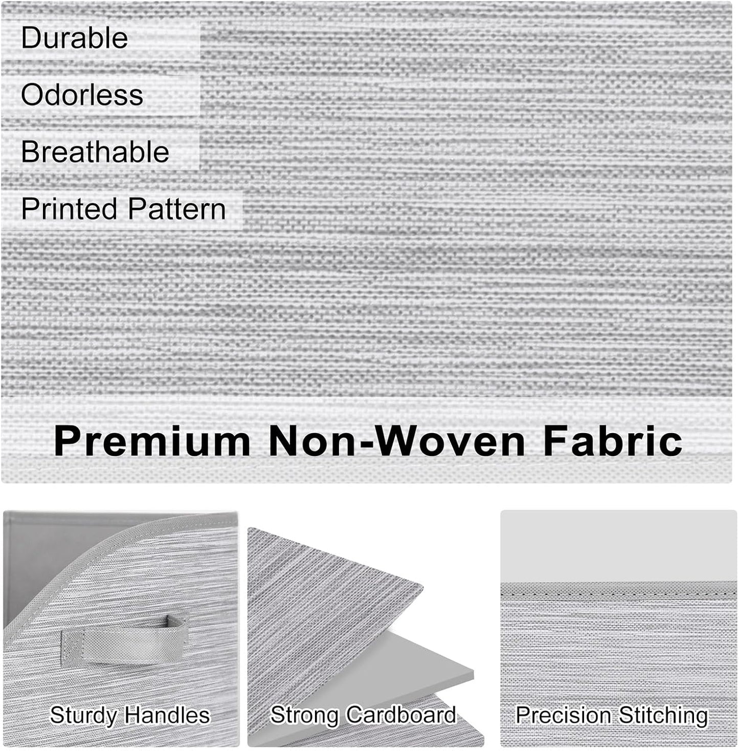 WUIKE Closet Organizers and Storage, Foldable Trapezoid Storage Bins with Handles, Clothes Storage Bins, Closet Shelf Organizer for Wardrobe, Light Gray/Slub Gary, Extra Large, 3-Pack