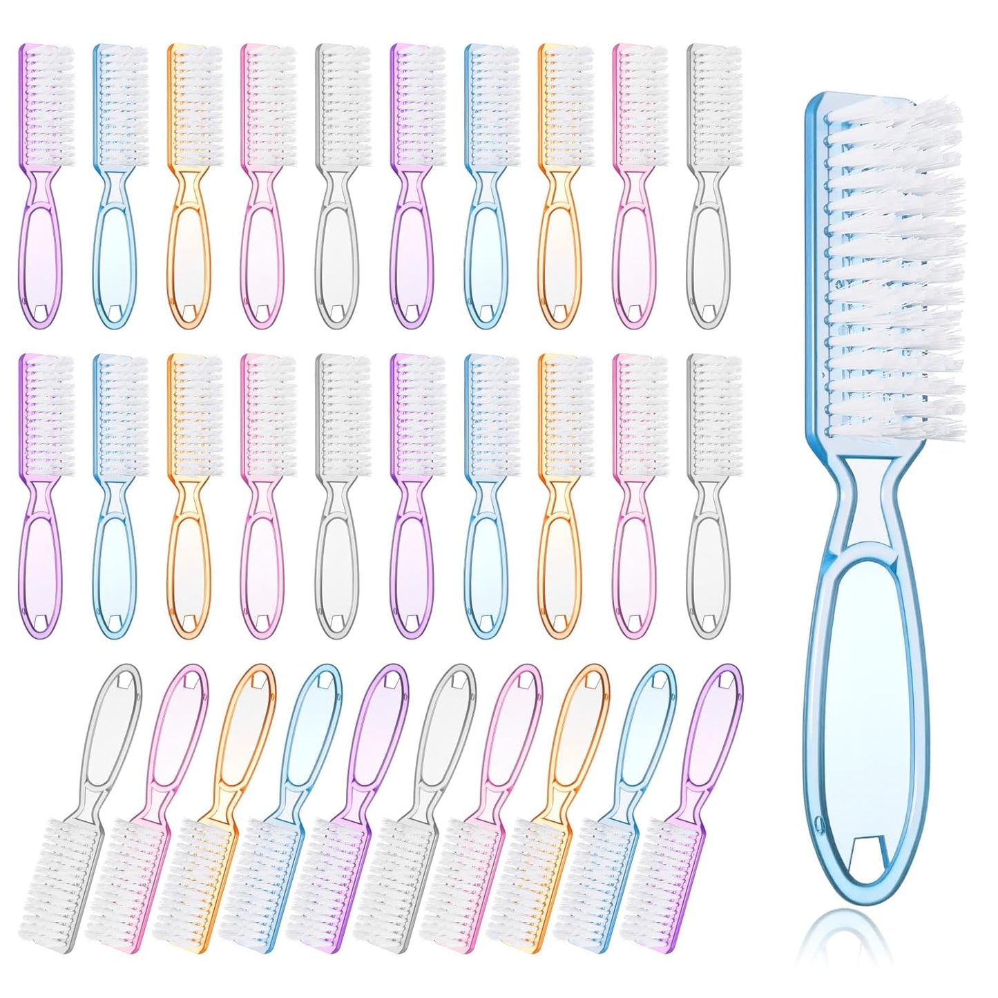 50 Pcs Handle Grip Nail Scrubber Brushes, Manicure Pedicure Cleaning Brushes for Fingernails and Toes, Multi-Purpose Cleaning Tools in 5 Colors
