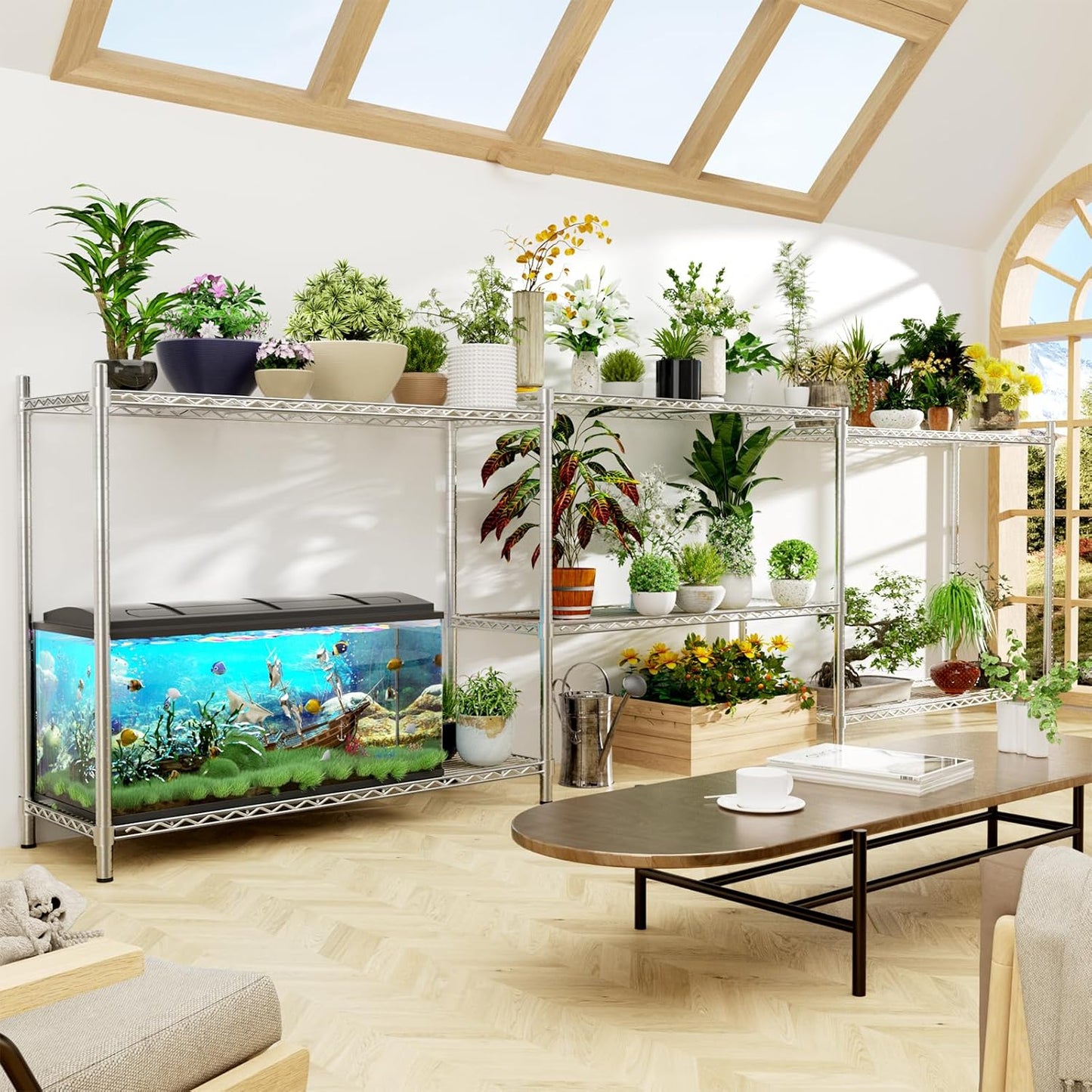 Storage Shelves, 4 PCS 48" L x 20" W x 47" H Heavy Duty Garage Wire Shelving Unit Loads 1200LBS, 3-tier Adjustable Metal Industrial Utility Shelf Rack for Kitchen, Laundry Room, Basement