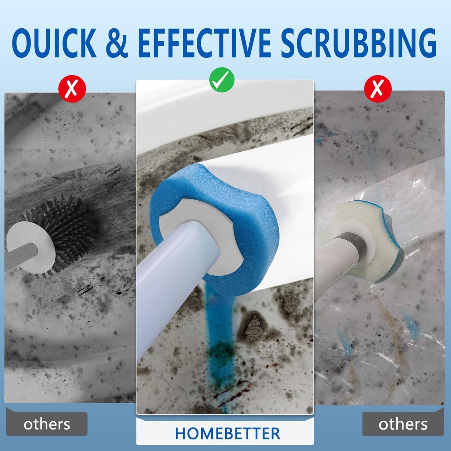 Disposable Toilet Bowl Brush and Holder, Toilet Cleaning System-2 Toilet Bowl Wand, 2 Storage Caddy&72 Toilet Brush Refills for Effective Deep Scrub Toilet, Wall-Mount Toilet Brush, 2 Pack.