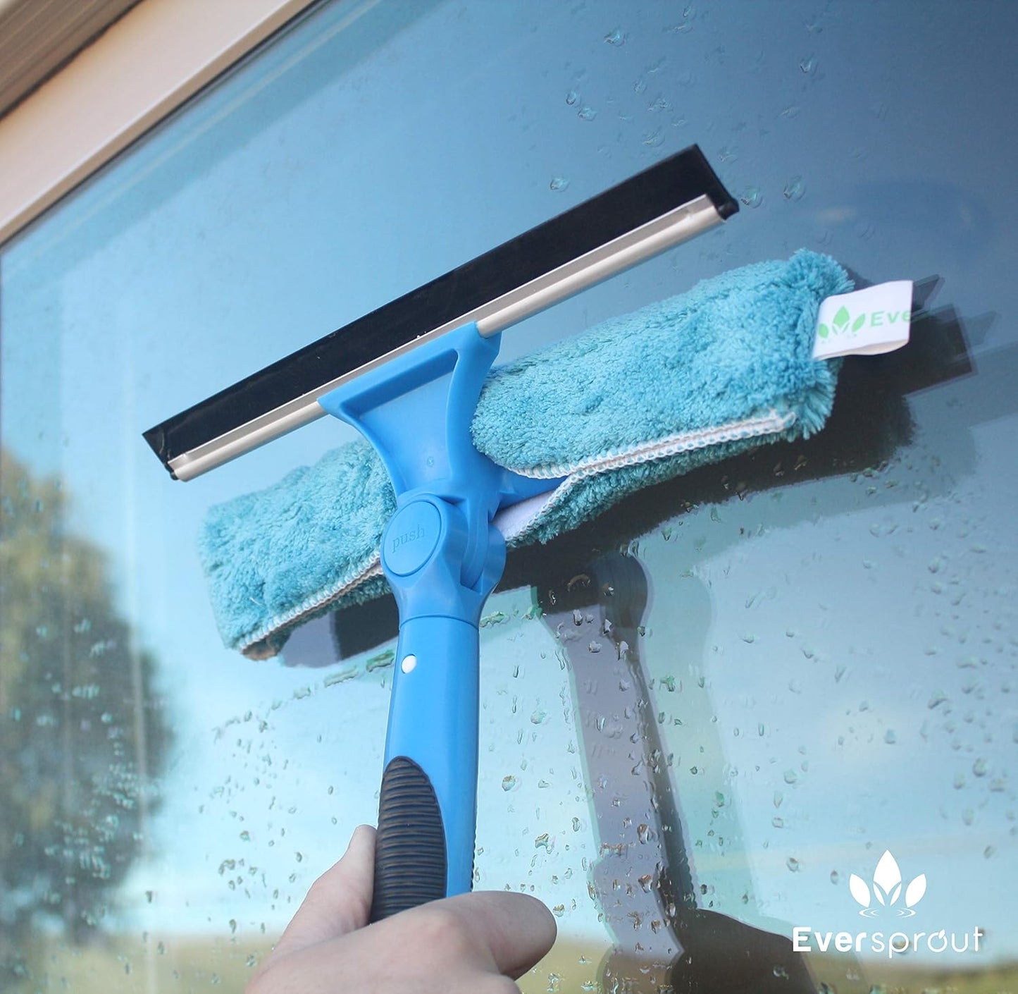 EVERSPROUT Swivel Squeegee & Microfiber Glass Window Scrubber, Light-Weight Window Cleaning Kit Without Extension Pole