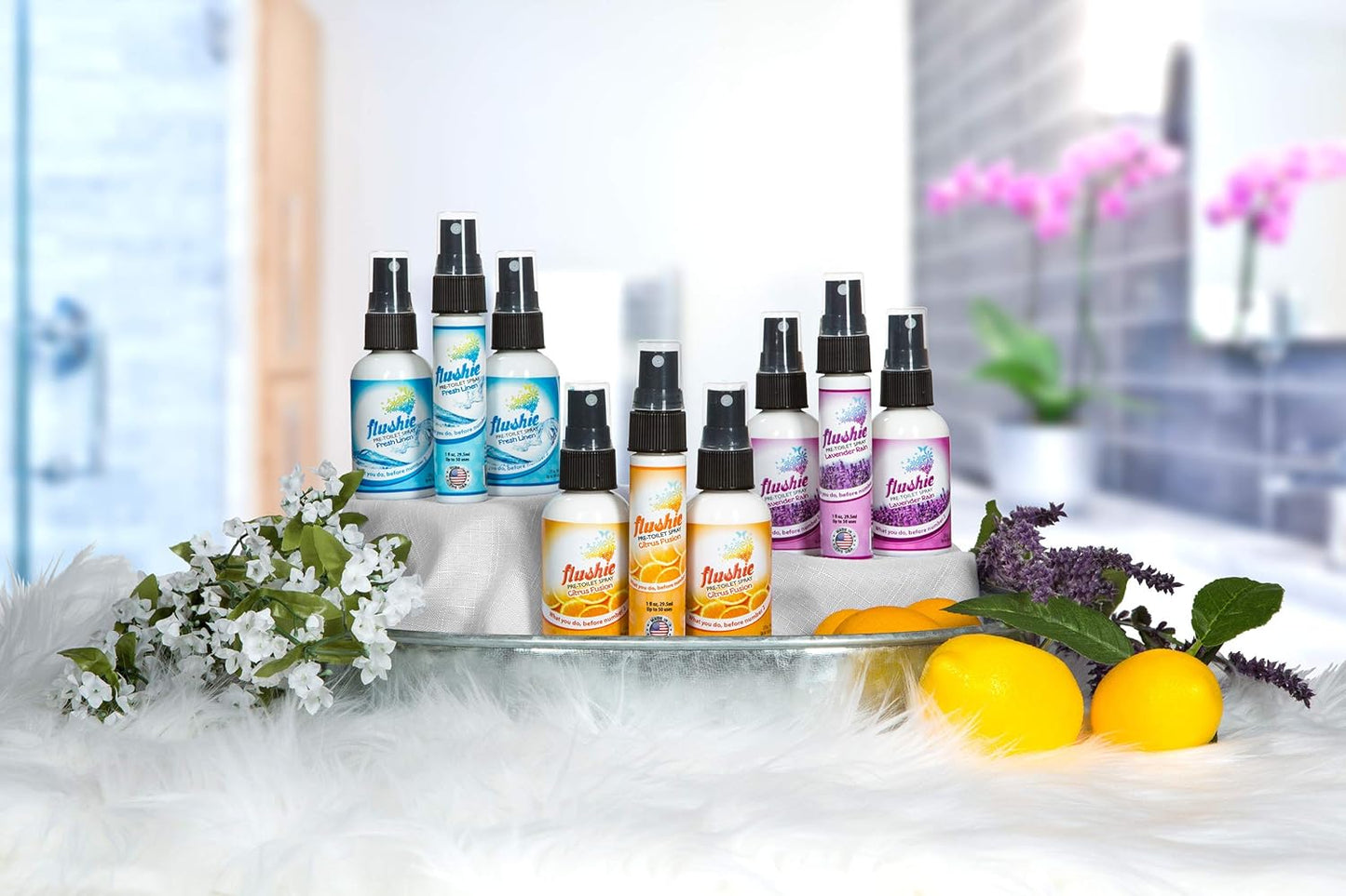 Flushie Pre-Toilet Spray 16 oz Lavender Rain Scent Bathroom Spray 16-Ounce Pump Spray Bottle Refill