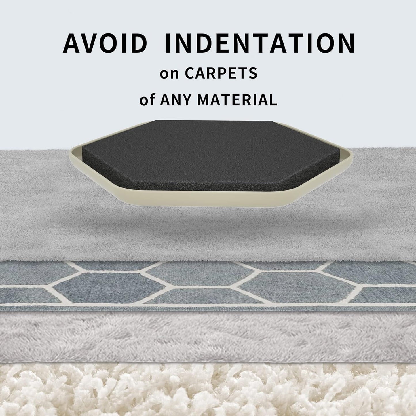 Furniture Sliders - 20 pcs-3 1/2” Hexagon Beige Furniture Sliders for Carpet, Heavy Duty Furniture Movers Sliders, Reusable Furniture Moving Pads, Floor Protectors for Carpet