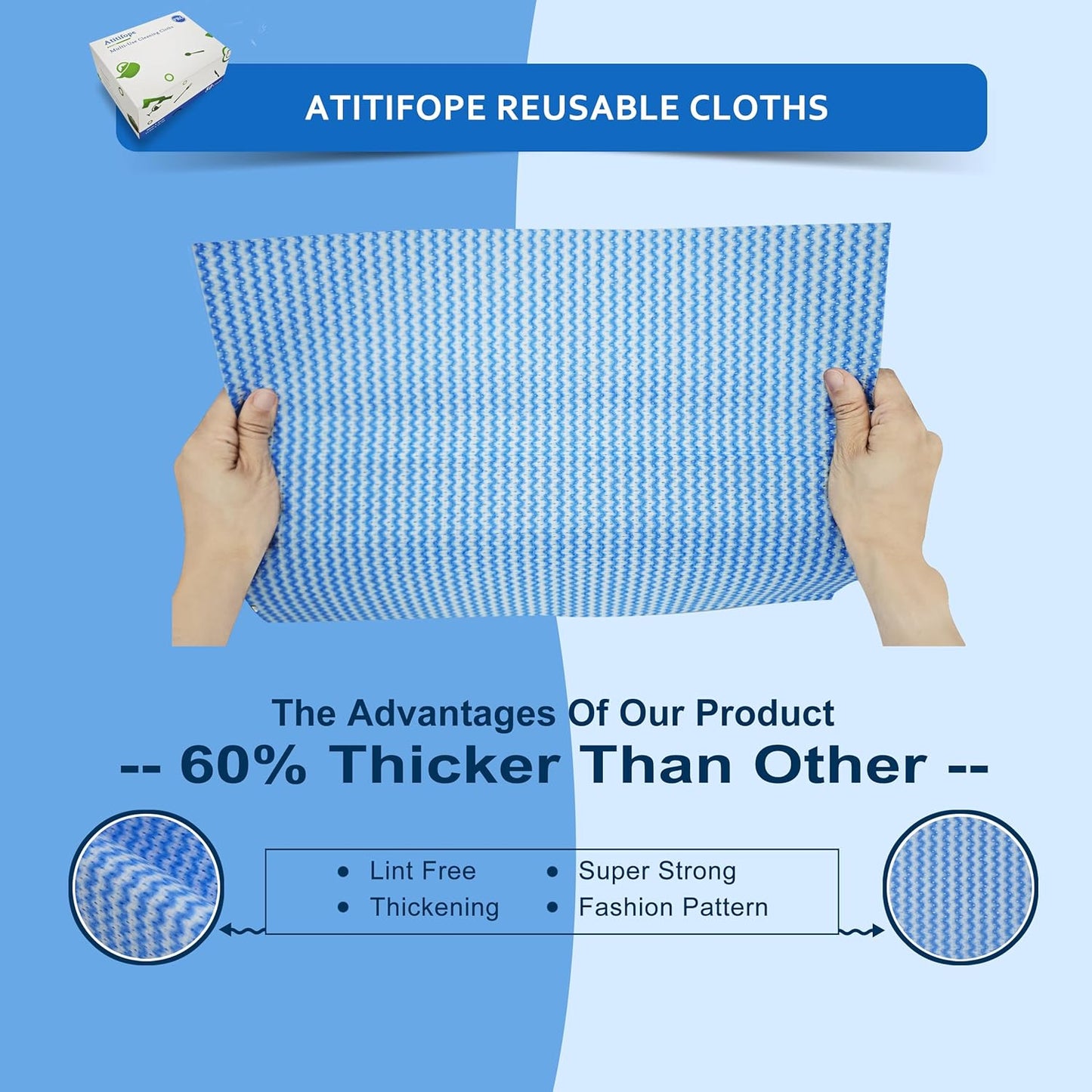 Multi-Use Reusable Cloths - Heavy Duty Wipes for Kitchen, Bathroom & Car (50 Count (Pack of 2))