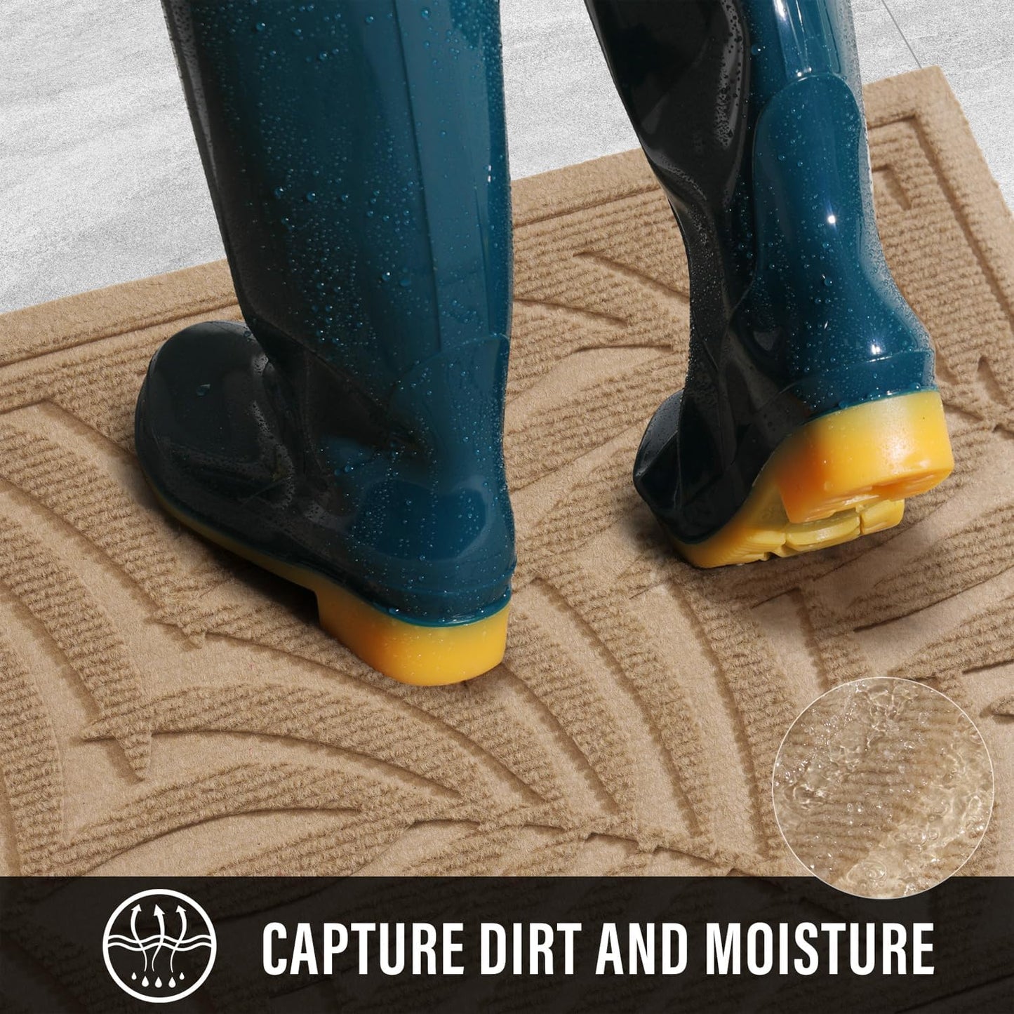 Front Door Mat, Absorbent Resist Dirt Welcome Door Mat Indoor Outdoor, Waterproof Doormat, Sturdy Non Slip Backing, Fade Resistant, Low Profile Entry Mat for Entryway, 29×17, Beige