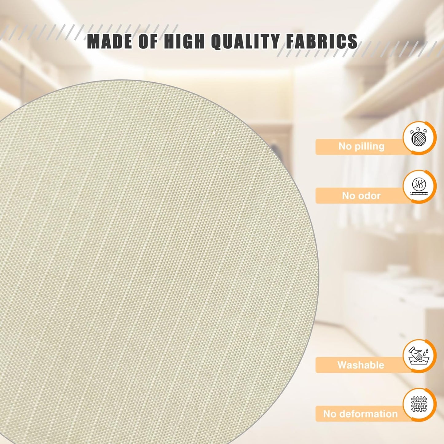 Hanging Closet Organizer and Storage 3-Shelf, Easy Mount Foldable Hanging Closet Wardrobe Storage Shelves, Clothes Handbag Shoes Accessories Storage, Washable Oxford Cloth Fabric, Beige