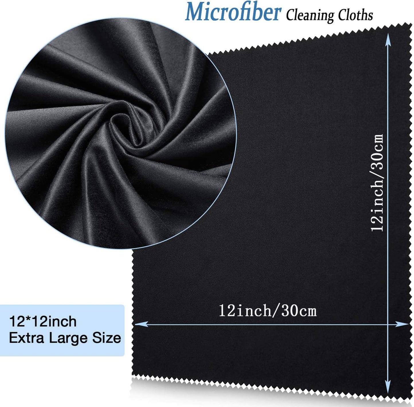 Frienda 12 Pack Large Microfiber Glass Cleaning Cloths 12 x 12 Inch Oversized Eyeglass Sunglasses Cleaning Cloths for Electronics Glasses Screens and Lenses(
