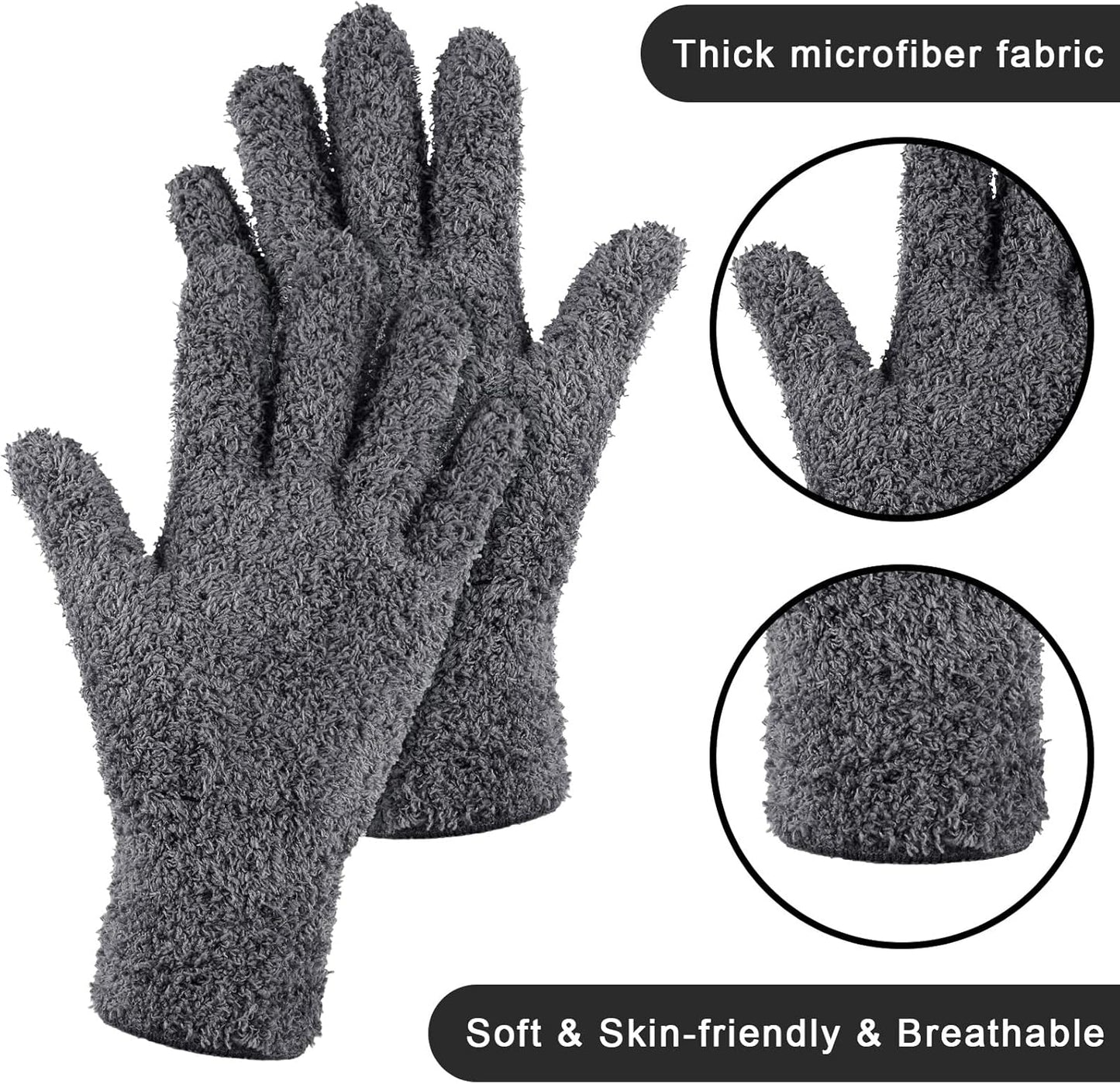 Patelai 3 Pairs Microfiber Plant Dusting Gloves Leaf Cleaning Gloves for Indoor Plants, Blinds, Furniture, House(Medium,Orange, Brown, Dark Gray)