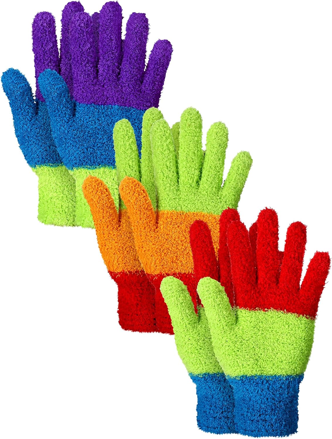 Patelai 3 Pairs Microfiber Plant Dusting Gloves Leaf Cleaning Gloves for Indoor Plants, Blinds, Furniture, House(Medium,Colorful)