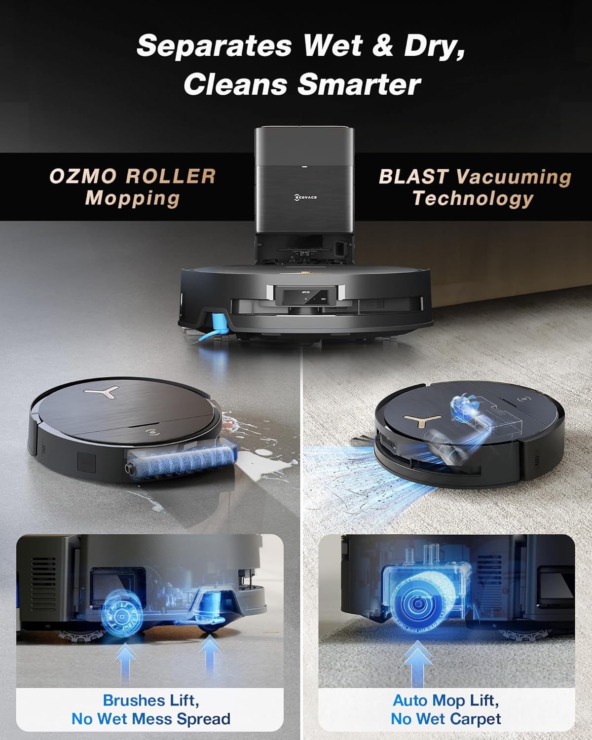 ECOVACS DEEBOT X9 PRO Omni Robot Vacuum and Mop,16,600Pa Blast Suction, OZMO Roller Instant Self-Washing Mopping, ZeroTangle 3.0, Triple Lift System, AI Smart Navigation, Hands-Free Omni Station