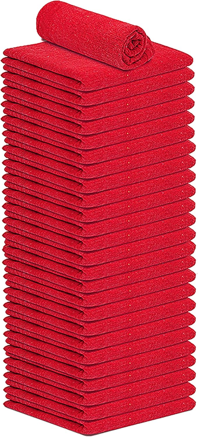 Cotton Shop Towels - Pack of 25 Cleaning Rags 12'' x 14'' - Super Soft and Absorbent Shop Rags for Cleaning House - Multipurpose Towels for Automobiles, Industries, Garage