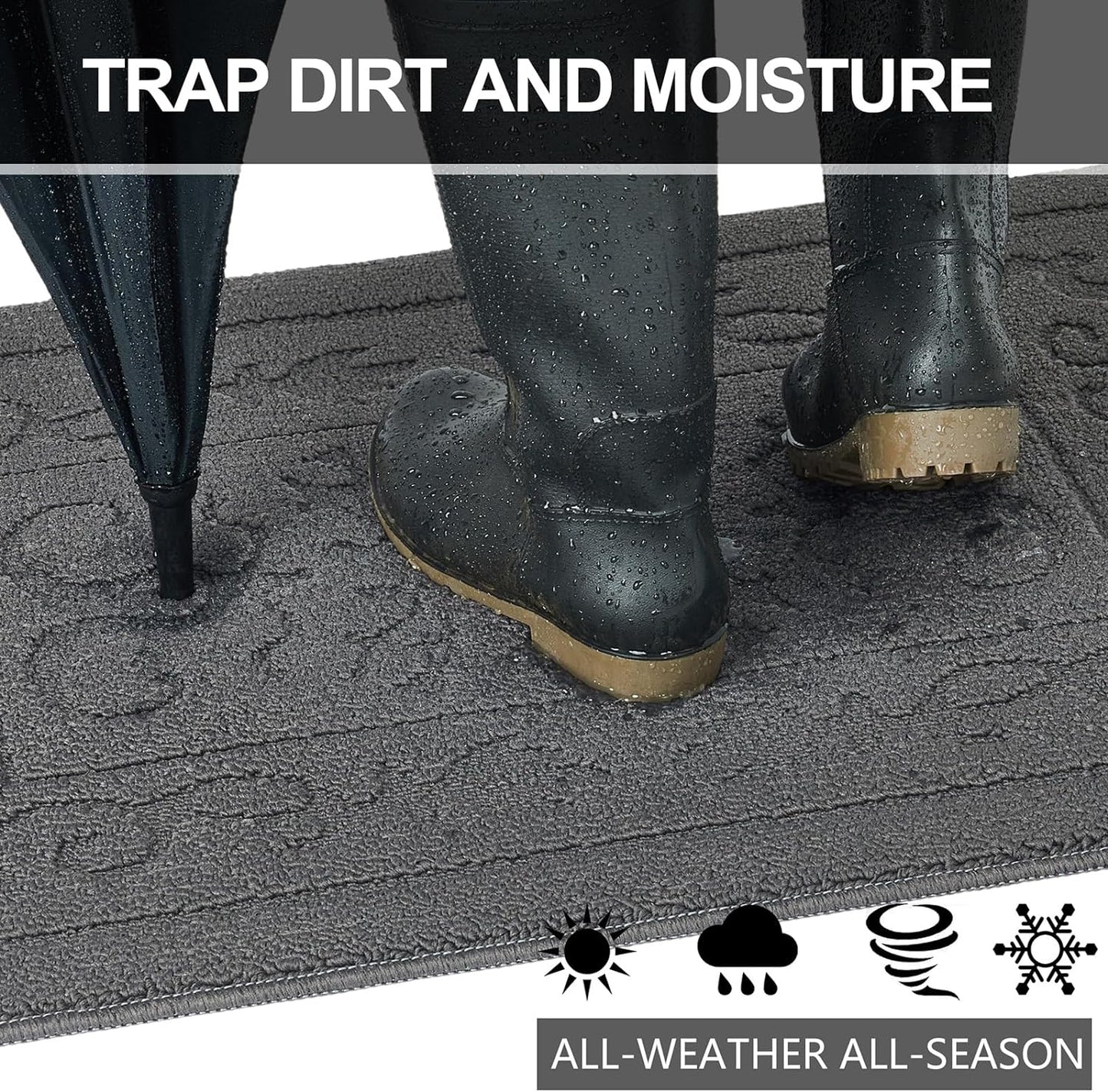 FONEYI Indoor Door Mat 36" x 59", Dirt Trapper Door Mats Non-Slip Entryway Rugs Washable, Absorbent Resist Dirt Welcome Mat, Low Profile Inside Floor Mats for Front Back Door and Entryway, Grey