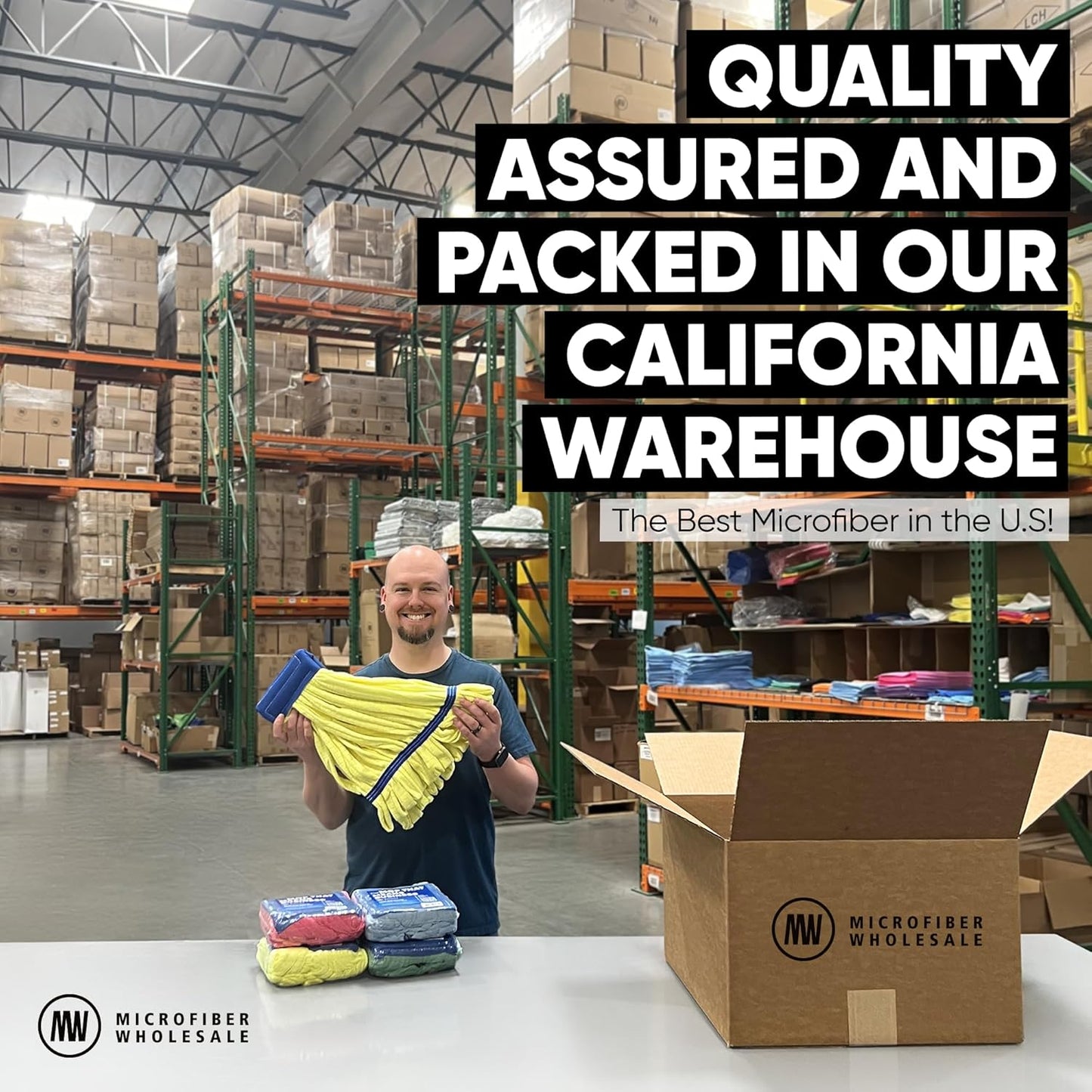 Commercial Mop Head Replacement – 1 Pack Medium Yellow Microfiber Tube Mop (14 oz.) | Industrial Wet Mops | Refill Heads, Machine Washable, Heavy Duty | Hardwood, Tile, Laminate, Vinyl Floors