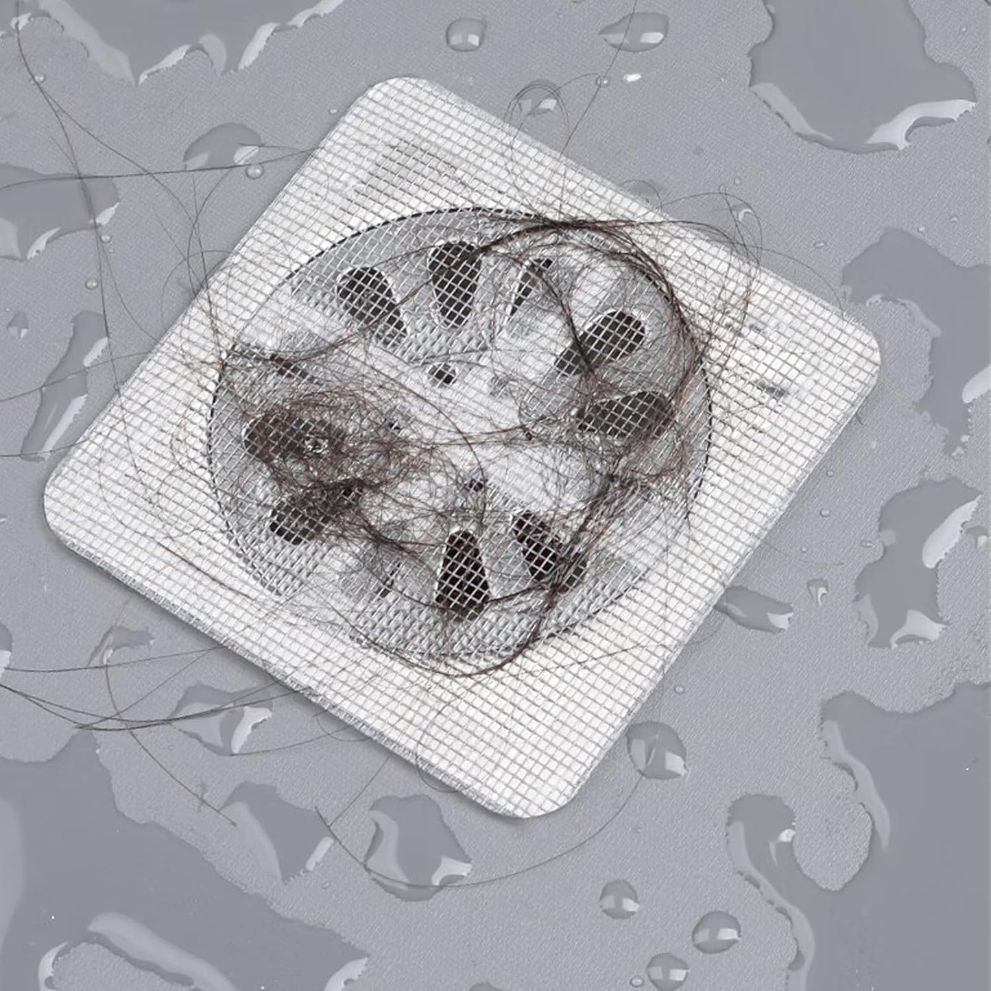 60PCS Disposable Shower Drain Cover Hair Catcher Shower Drain Mesh Stickers,4 X 4 Inch Disposable Floor Drain Sticker,Suitable for Bathroom, Bathtub, Kitchen Sewer Outlets.