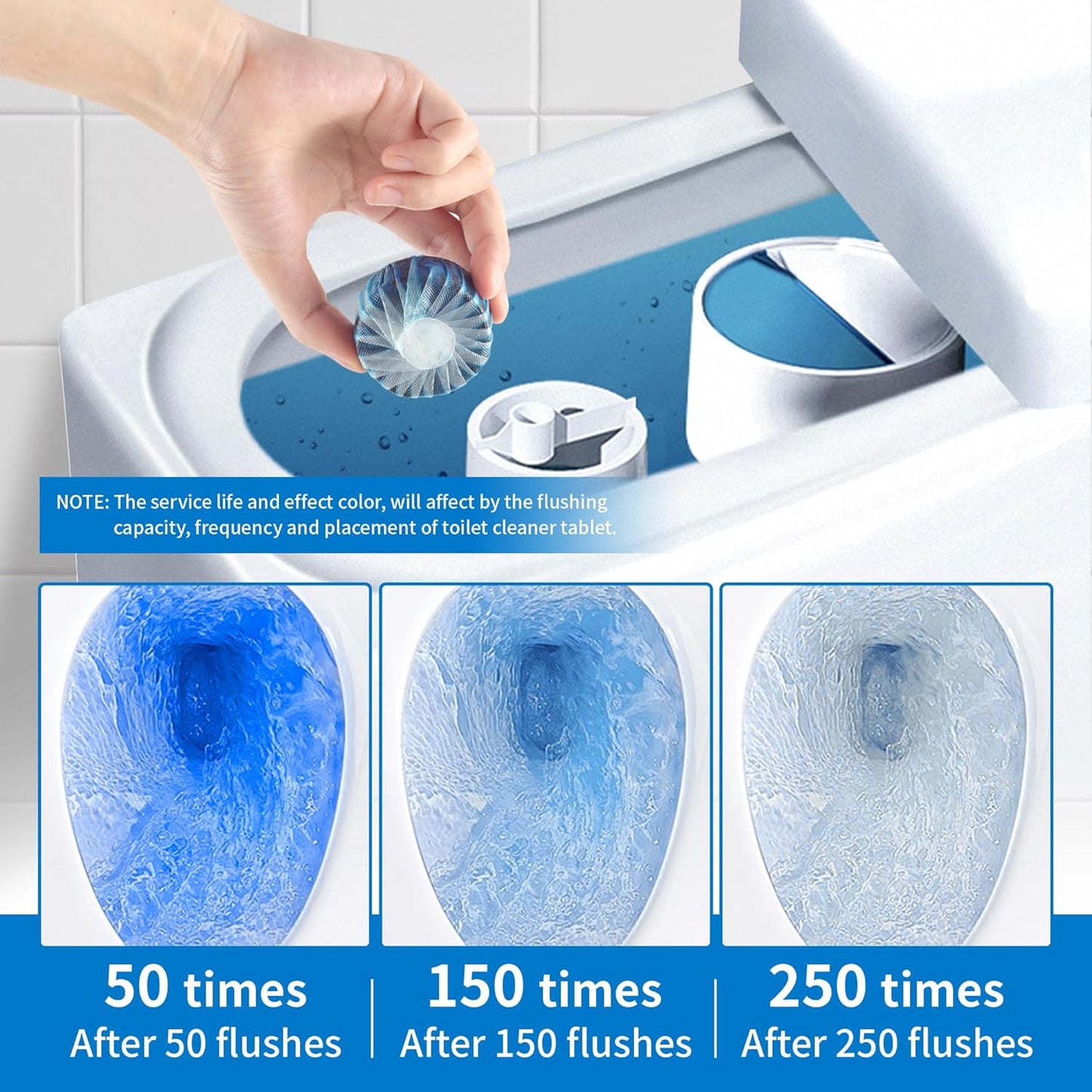 Toilet Bowl Cleaner Tablets, Automatic Toilet Tank Cleaner for Deodorizing & Descaling, Long-Lasting with Sustained Release Technology for Bathroom Cleaners, Blue, 40 Packs