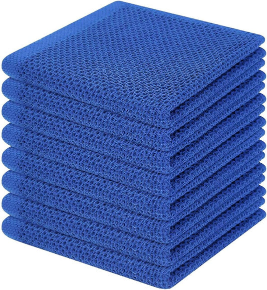 Homaxy 100% Cotton Waffle Weave Kitchen Dish Cloths, Ultra Soft Absorbent Quick Drying Dish Towels, 12 x 12 Inches, 8-Pack, Blueberry
