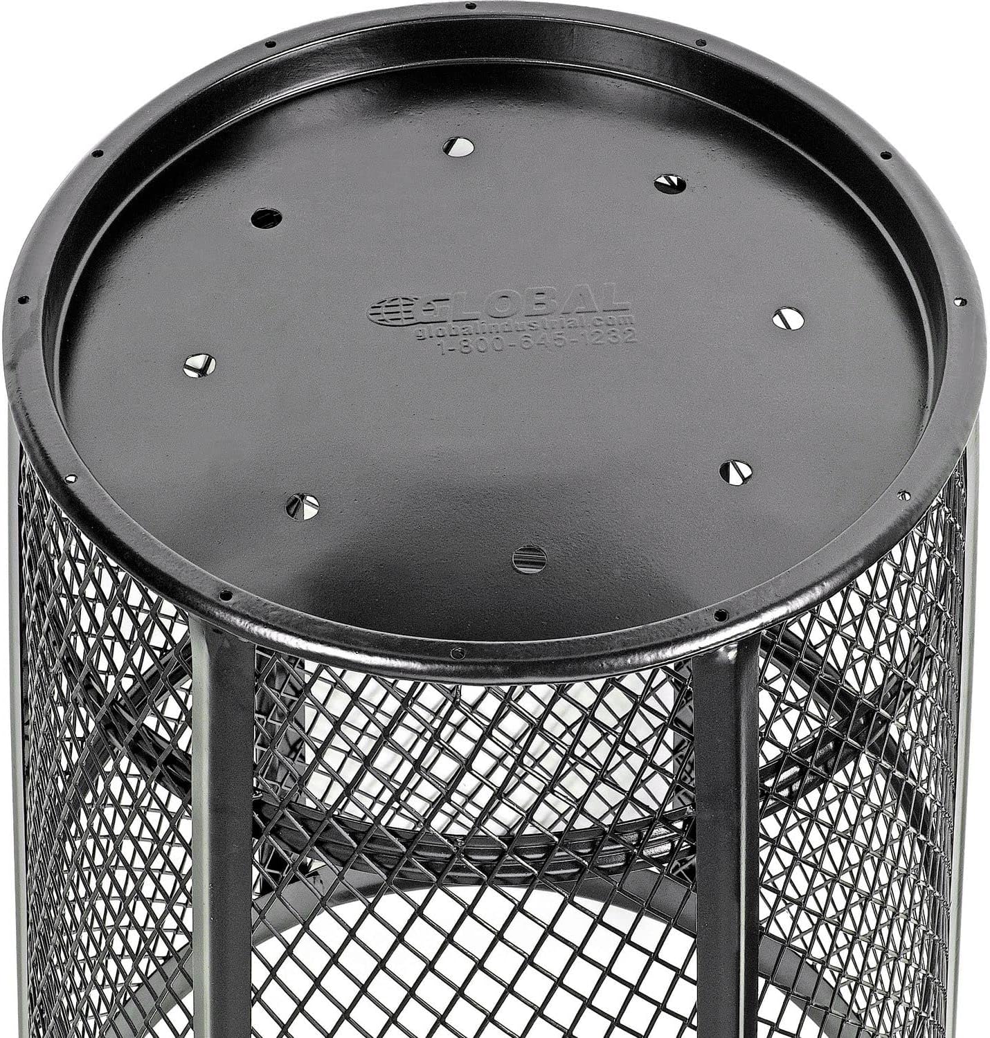 Global Industrial Outdoor Metal Trash Container Black, 48 Gallon