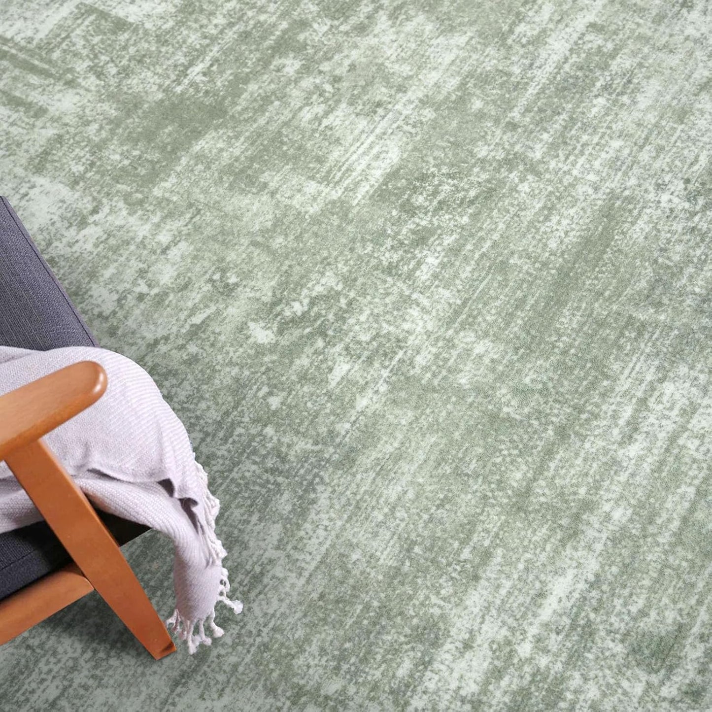 IOHOUZE Abstract Runner Rug 2x6 Ft Washable Runners for Hallways, Non Slip Kitchen Runner Printed Faux Wool Entryway Runner Indoor, Modern Abstract Floor Carpet for Hall Kitchen Bedroom, Sage Green