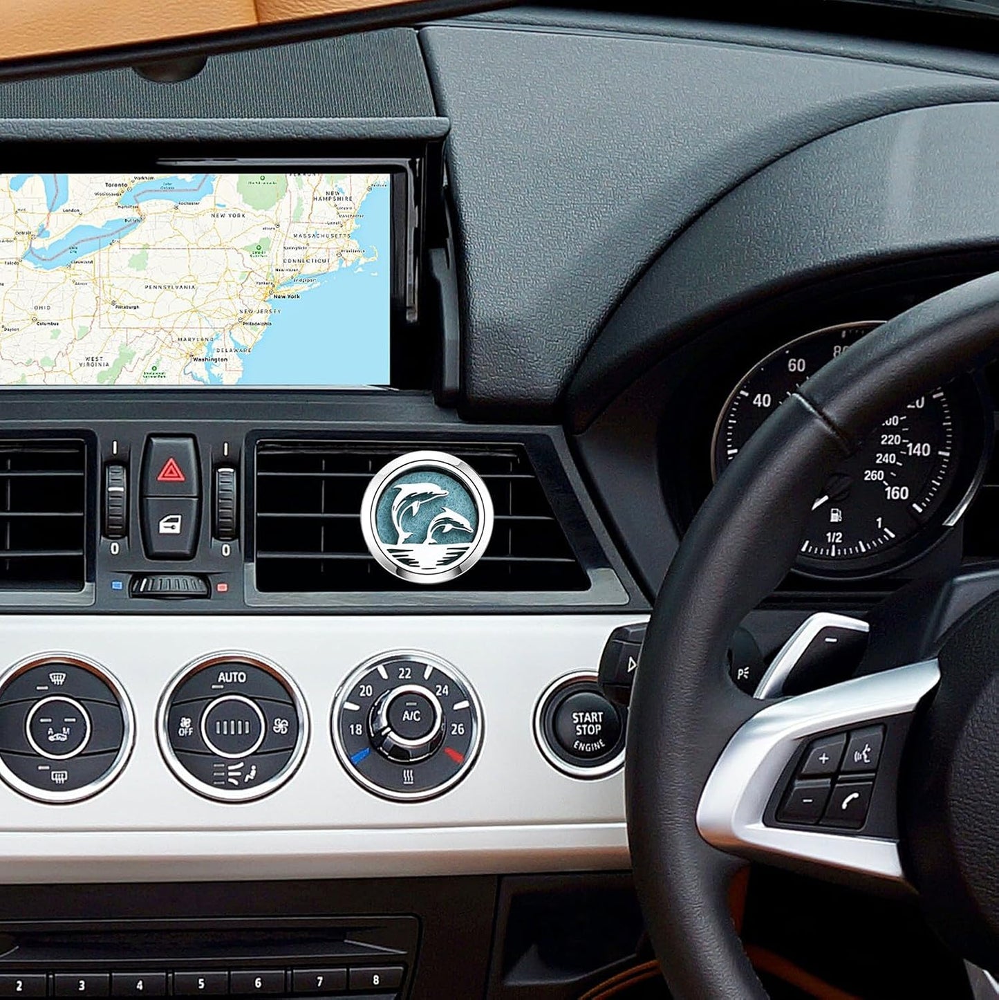 30mm Car Essential Oil Diffuser Vent Clip Air Freshener Vent Clips Aromatherapy with 10 Felt Pads Car Accessories Mother's Day for Women (Dolphin)