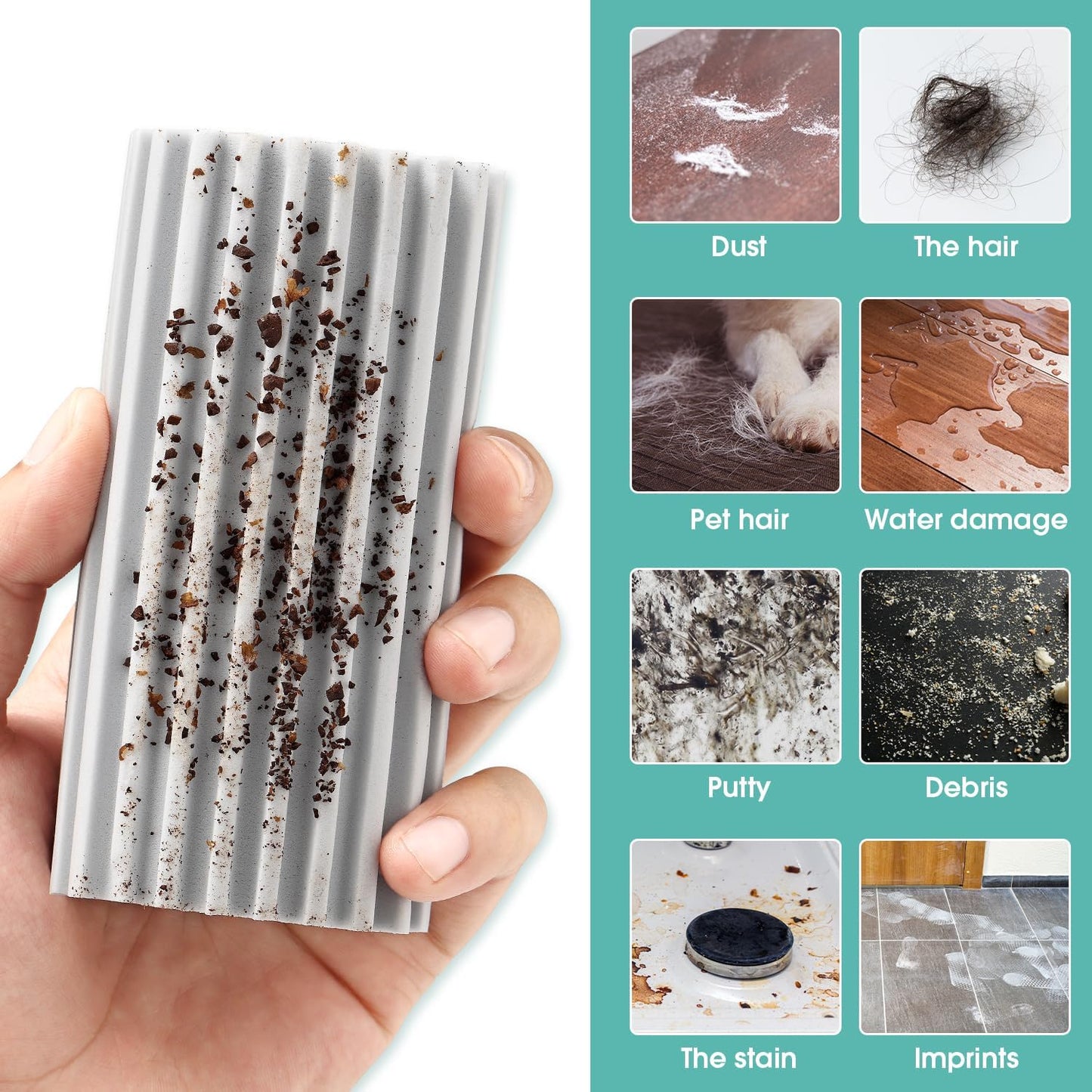 Damp Dusting Sponge Duster, 2 Pack Grey Dust Cleaning Sponge, Reusable Household Cleaning Sponge Tool for Blinds, floorboards, Fan Blades, Vents, Glass, Railings, Mirrors