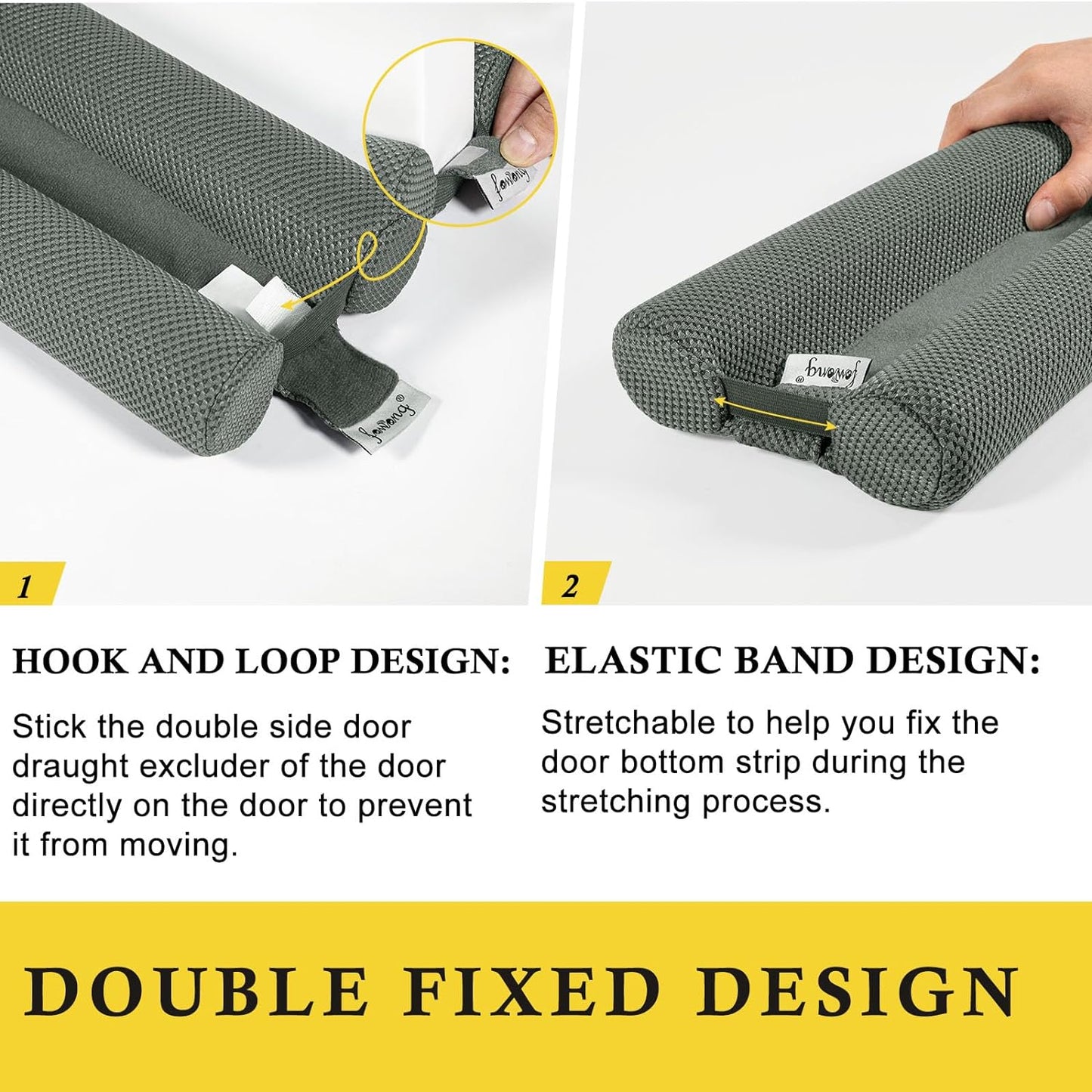 fowong Under Door Draft Stopper 32 Inch Adjustable Draft Stopper for Bottom of Door, Soundproof Window Breeze Blocker, Grey