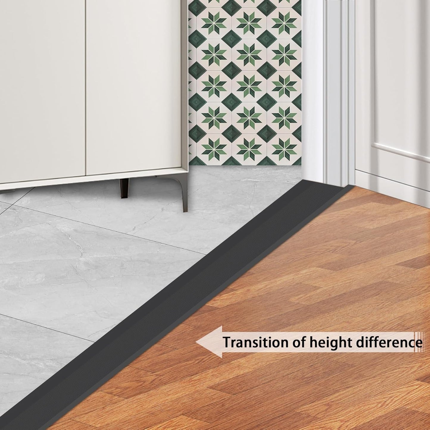 Gaahing Aluminum Floor Transition Threshold Strip, Bridge The Height Gap Between 0.3 to 1.6 inches for Doorway Ramp (2Pcs x 35.4in x 3.9in, Matte Black)