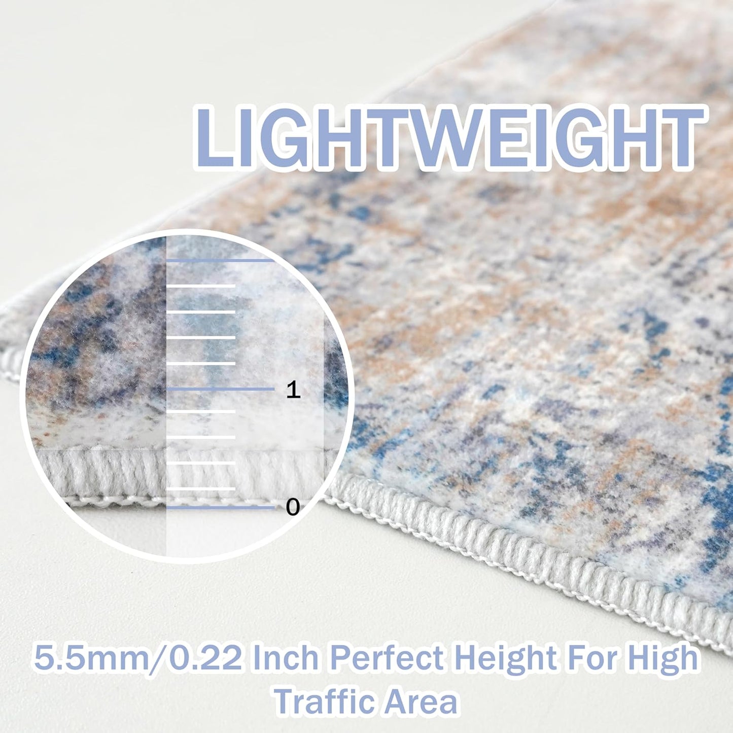 IOHOUZE Abstract Area Rugs 8x10 Ft Washable Large Rugs for Living Room, Non Slip Dining Room Rug, Printed Faux Wool Rugs for Bedroom, Floor Carpet for Office Nursery Playroom, Blue Rust