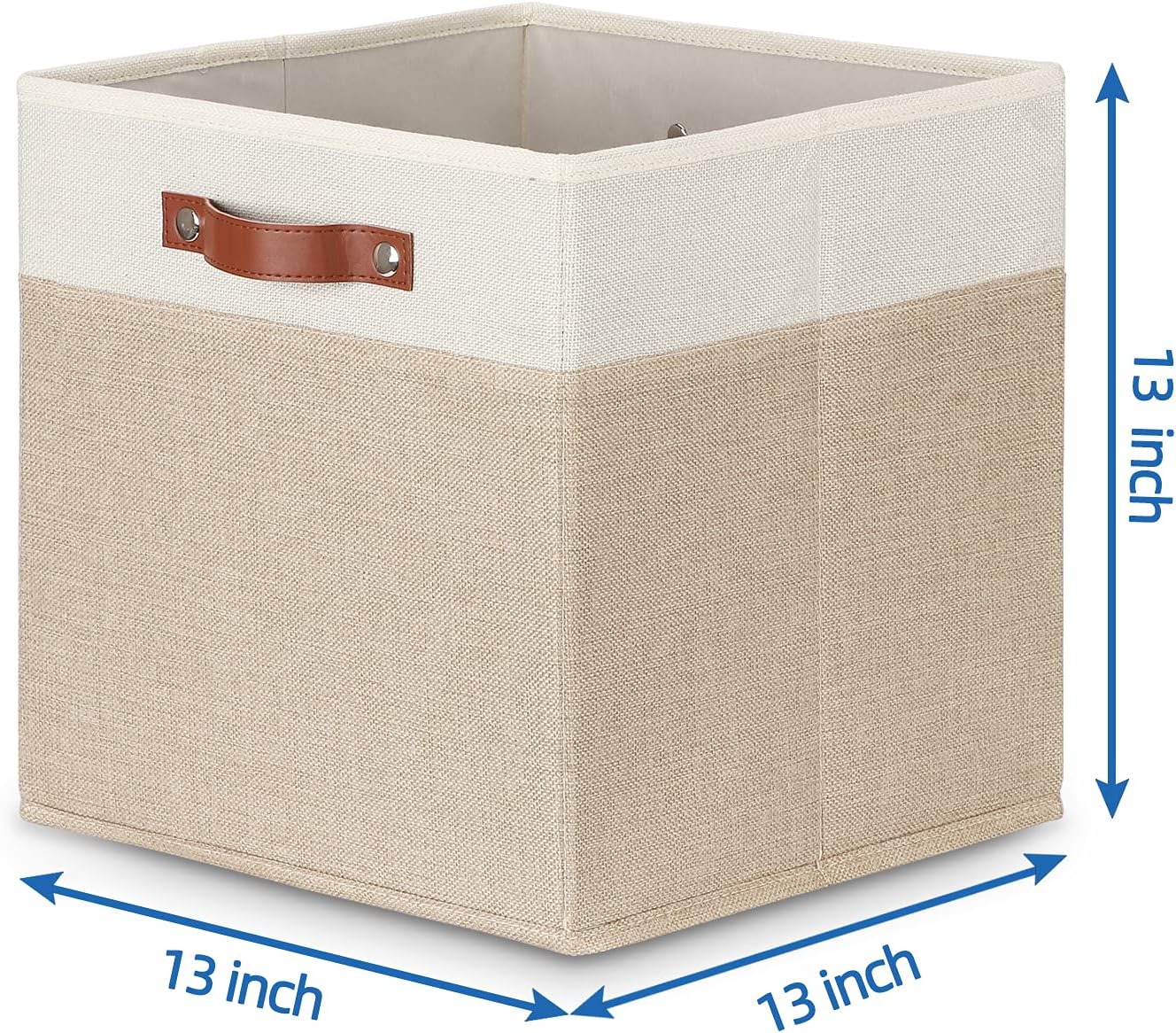 Temary Cube Storage Bins 13 Inch Fabric Storage Cubes Storage Baskets for Shelves Closet Baskets for Cube Storage with Leather Handles, Cloth Organizer Bins for Home