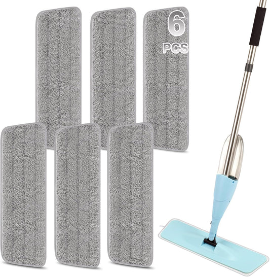 16.5 Inch Reusable Mop Pads Microfiber Spray Mop Replacement Heads for Wet/Dry Mops Compatible with Bona Floor Care System (6 Pack)