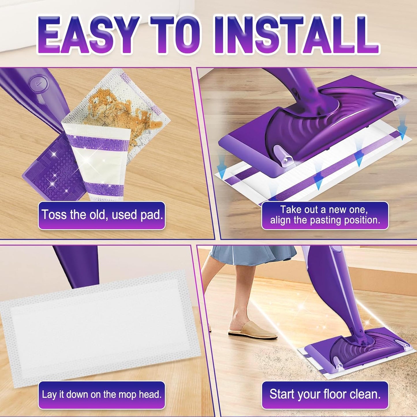 40Pack Mopping Pad Refill for Wetjet Mop Compatible with Wet Pads Refill Replacement for Wet Jet Pads Disposable Multi Surface Floor Mop Pads, Thickness & Absorbent