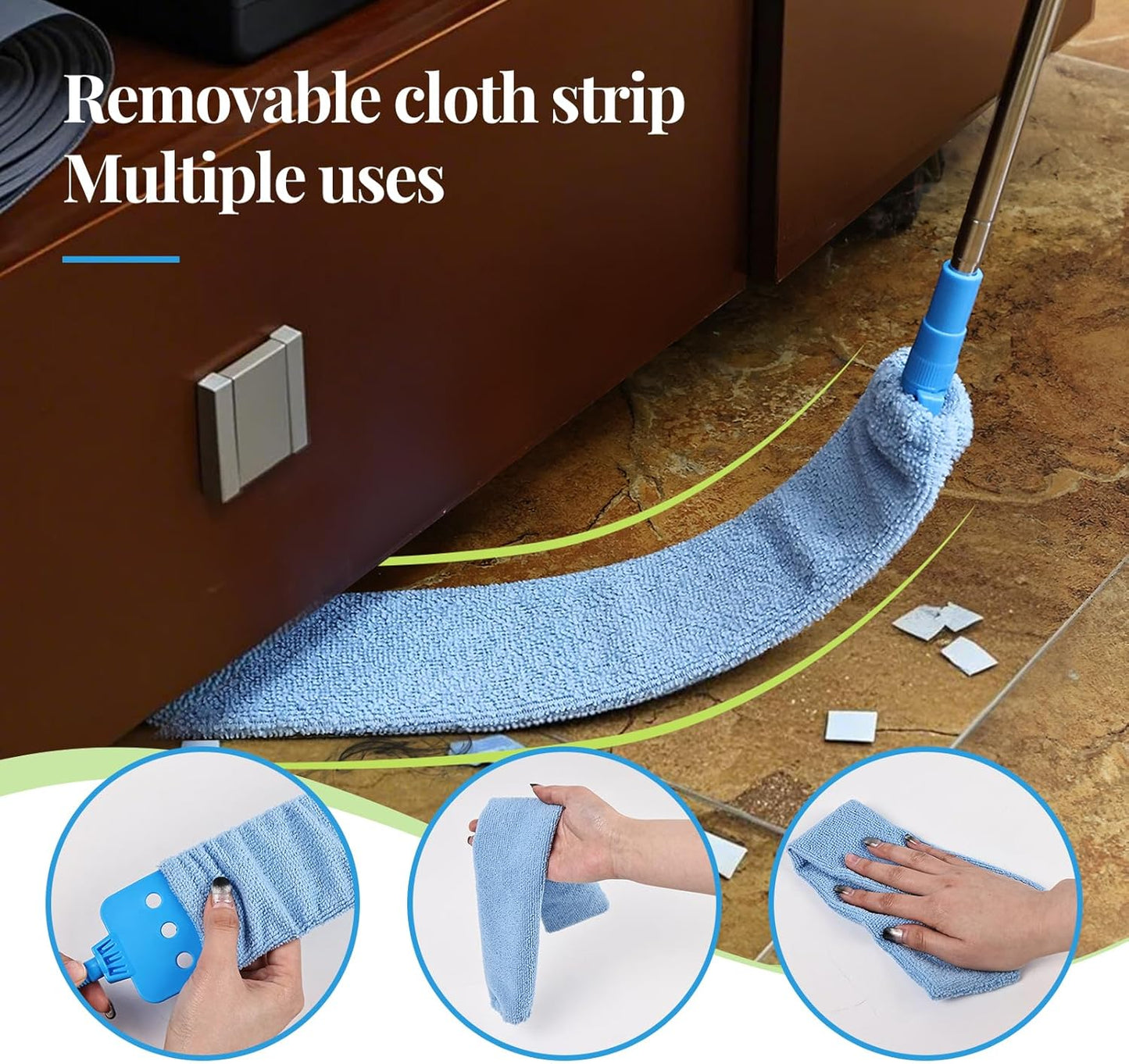 Retractable Gap Duster Cleaner Cleaning Tools with 2 Microfiber Dusting Cloths Washable Duster for Cleaning Under Appliances Furniture Couch Fridge