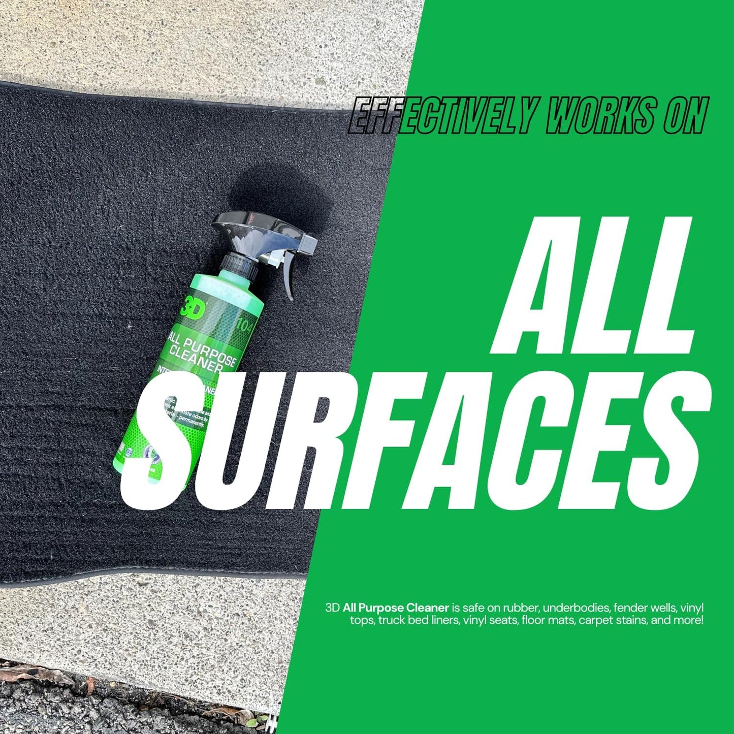 3D All Purpose Cleaner – High-Performance Interior & Exterior Car Cleaner for Vinyl, Leather, Plastic, Fabric, Carpet & More - 16 oz