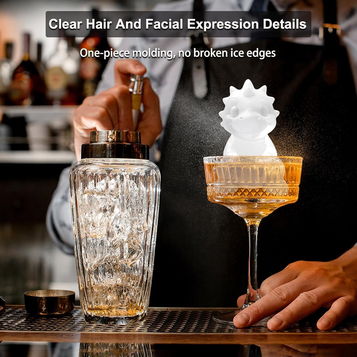 3D Dinosaur Ice Cube Silicone Molds Tray for Whiskey, Cocktail, Drink Decor, Bar; Rich Details. Cute Dragon Gifts for Women Kids Girls Boys, Fun Animal Shape Soap Epoxy Resign Mold; 2 Pack