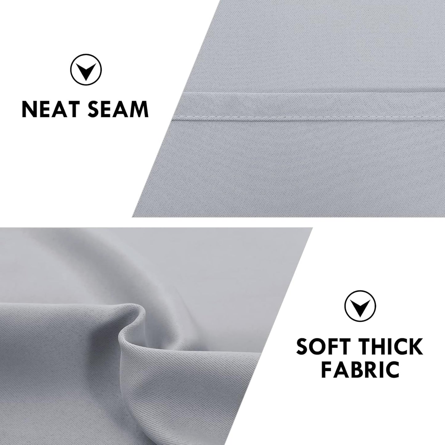 DWCN Silver Grey Short Blackout Curtains for Bedroom, Thermal Insulated Energy Saving Room Darkening Curtains for Living Room (W42 x L36 inch, Set of 2 Panels, Top of Rod Pocket)