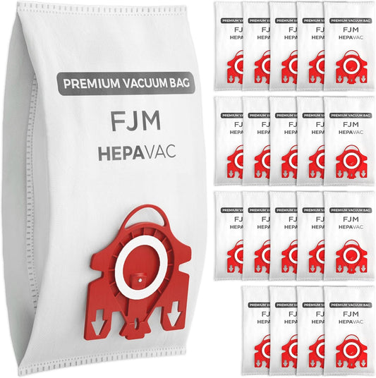 FJM Vacuum Cleaner Bags for Miele - 20 Pack - HEPA AirClean 3D Dust Bags – Fits Compact C1, C2, Complete C1