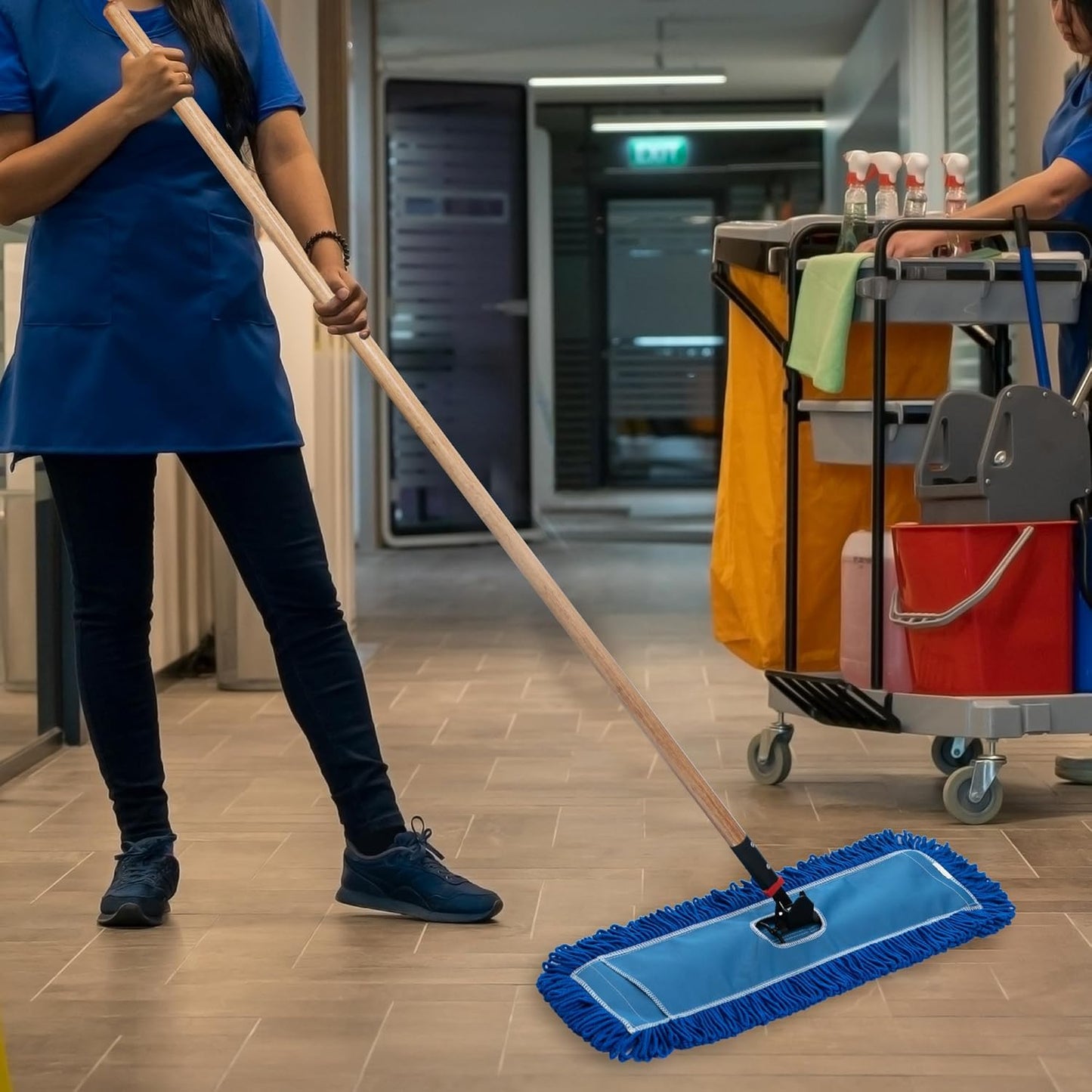 Matthew 24'' Microfiber Loop Dust Mop Washable Commercial&Residential Heavy Duty Mop Head Replacement Premium Absorbent Industrial Dust Mop Refill Pads for Hardwood, Office,Garage and Hotel -1Pack