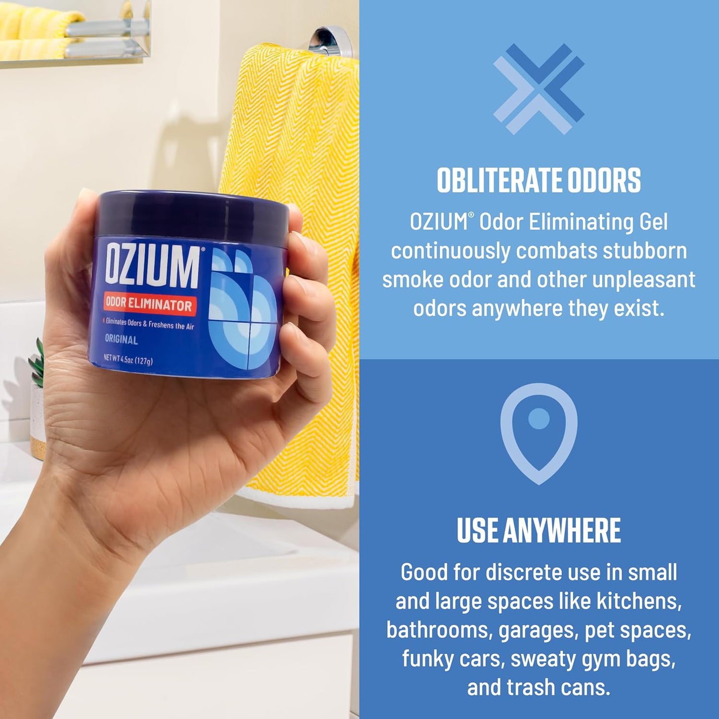 Ozium 8 Oz. Odor Eliminating Gel 6 Pack for Homes, Cars, Offices and More, 6 Pack