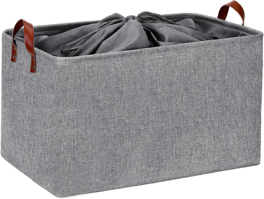 DULLEMELO Extra Large Grey Basket for Organizing, Collapsible Fabric Storage Basket with Handles, 70L Oversized Storage Bin, Large Closet Toys Blanket Organizer for Living Room, Laundry, Nursery