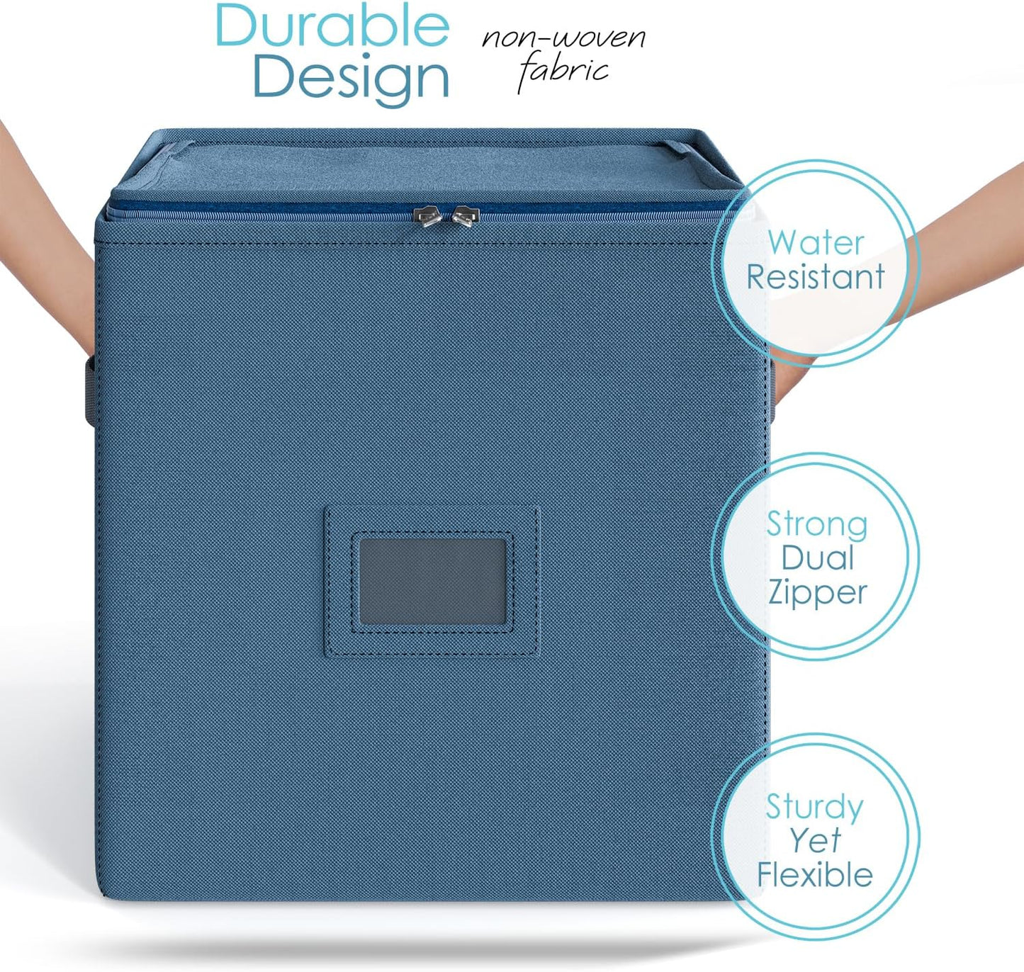 Hearth & Harbor Christmas Ornament Storage Box With 4 Inner Tray Dividers - Non-Woven Ornament Storage Container For 64 Holiday Ornaments or Decorations