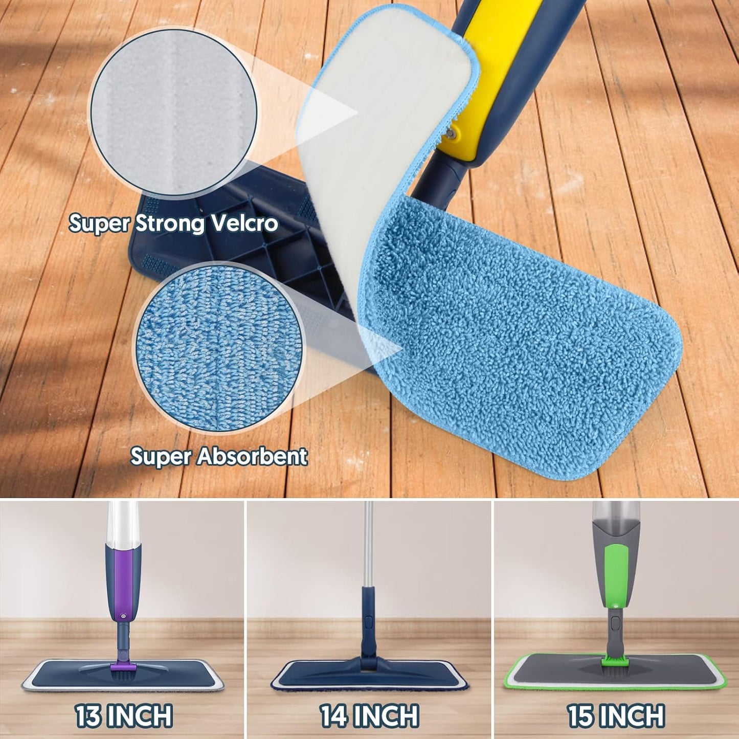 7 Count Reusable Mop Pads for Swiffer PowerMop -MEXERRIS Microfiber Wet Mops Refills PowerMop Pads Refills Machine Washable Hard Floor Mop Pads Replacement for 13''-15'' Spray Floor Mops