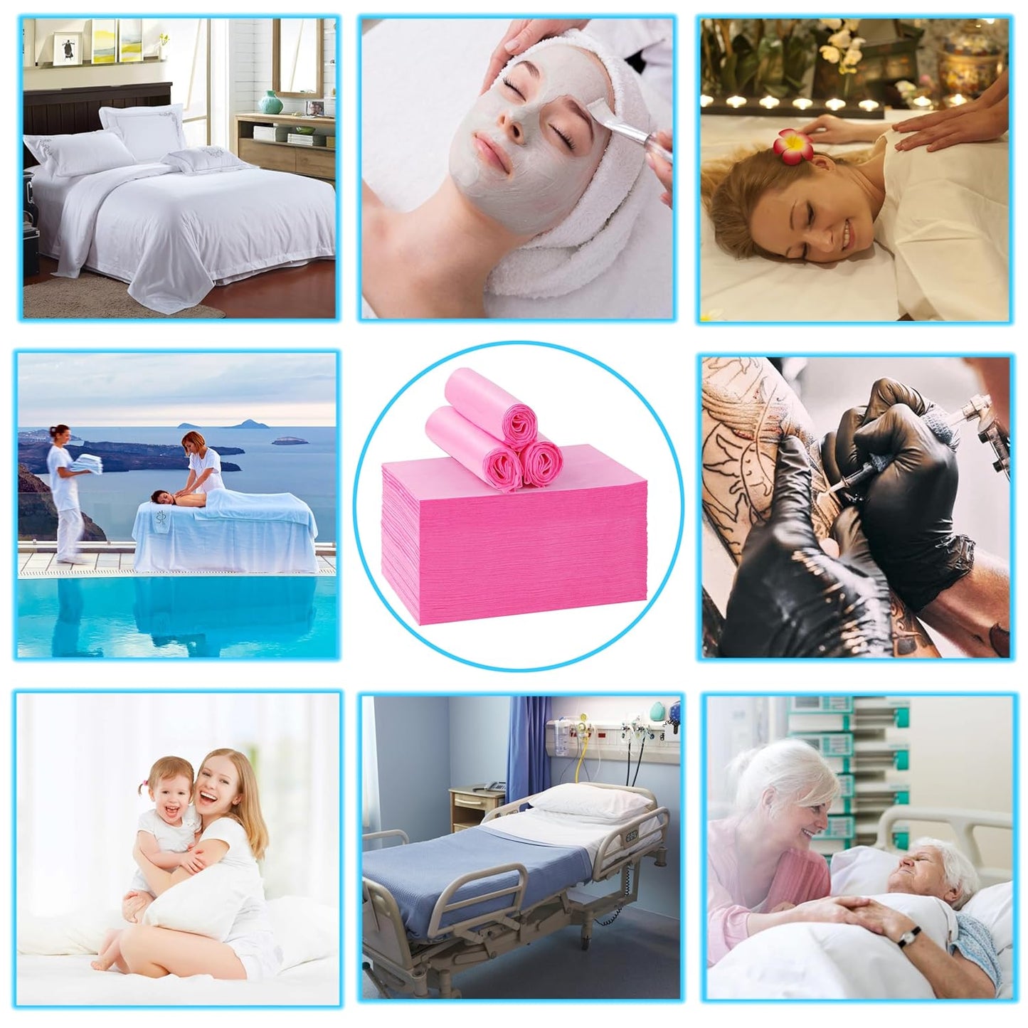 50 Pcs Disposable Bed Sheets 31" x 71" Massage Table Sheets Non Woven Fabric SPA Bed Cover Breathable for Massage Beauty Tattoos (50 Pcs Pink)