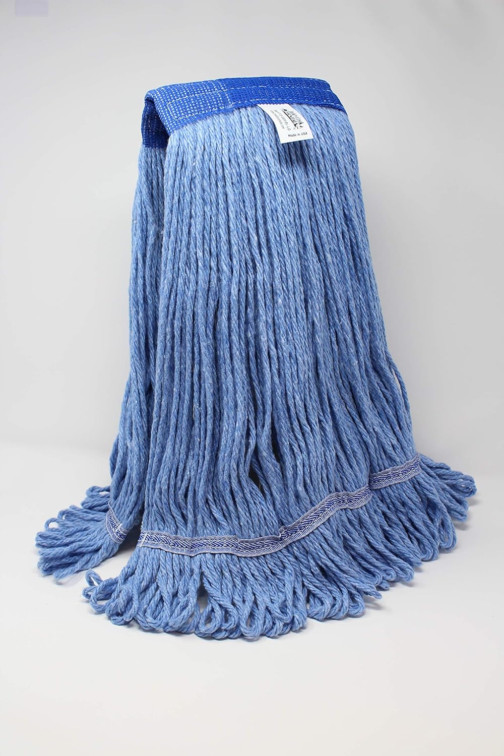 Turkey Creek Essentials Mop Heads Commercial Grade USA Made Looped End Heavy Duty Large Mop Head of Blue 4-Ply Synthetic Yarn Industrial Wet Mop Head Replacement and String Mop Refills (6, Large)