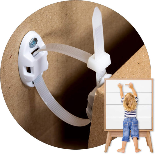 Inaya 12 Pack Furniture Anchors for Baby Proofing, Bookshelf Anchors to Wall, Dresser Wall Safety Anchor，Heavy-Duty Anti-Tip Furniture Straps for Cabinets, Closets, Bookshelf and TVs